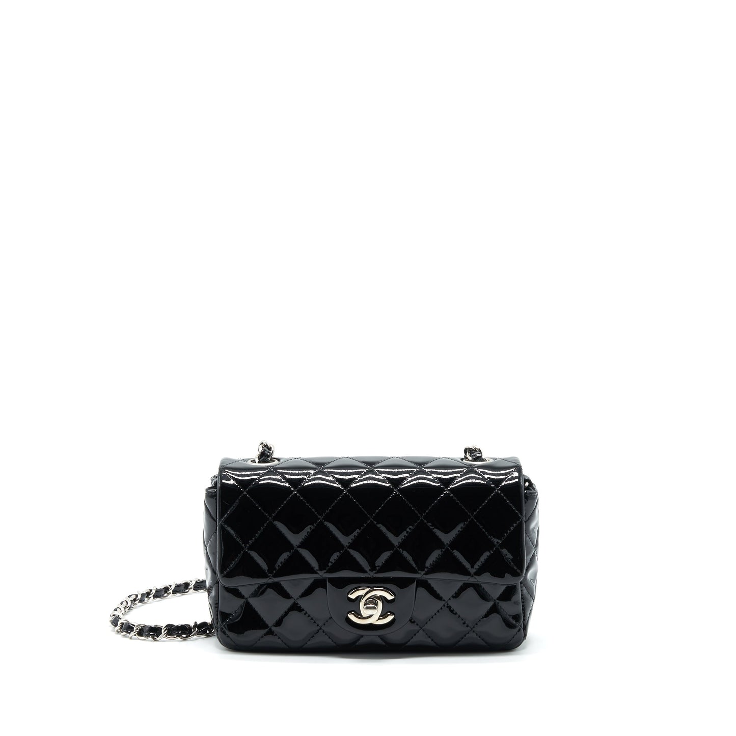 Chanel Mini Rectangular Flap Bag Patent Leather Black