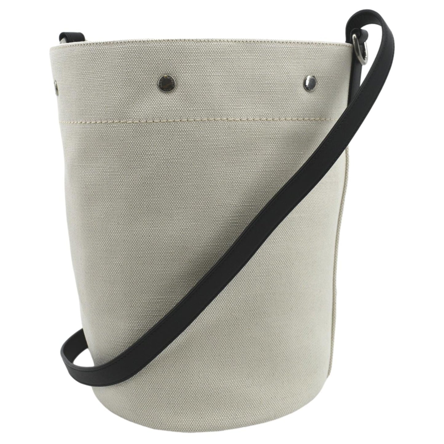 SAINT LAURENT Rive Gauche Linen Bucket Bag White