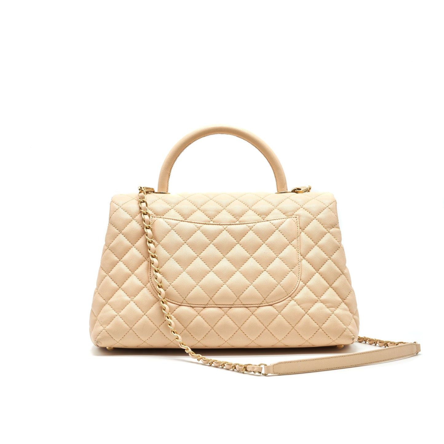 CHANEL CAVIER LARGE COCO HANDLE FLAP BAG BEIGE