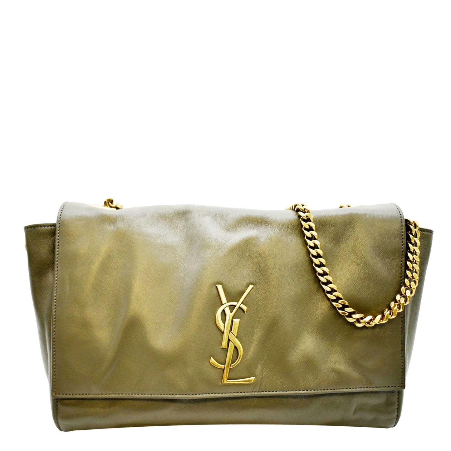 SAINT LAURENT Kate Reversible Leather Crossbody Bag Green