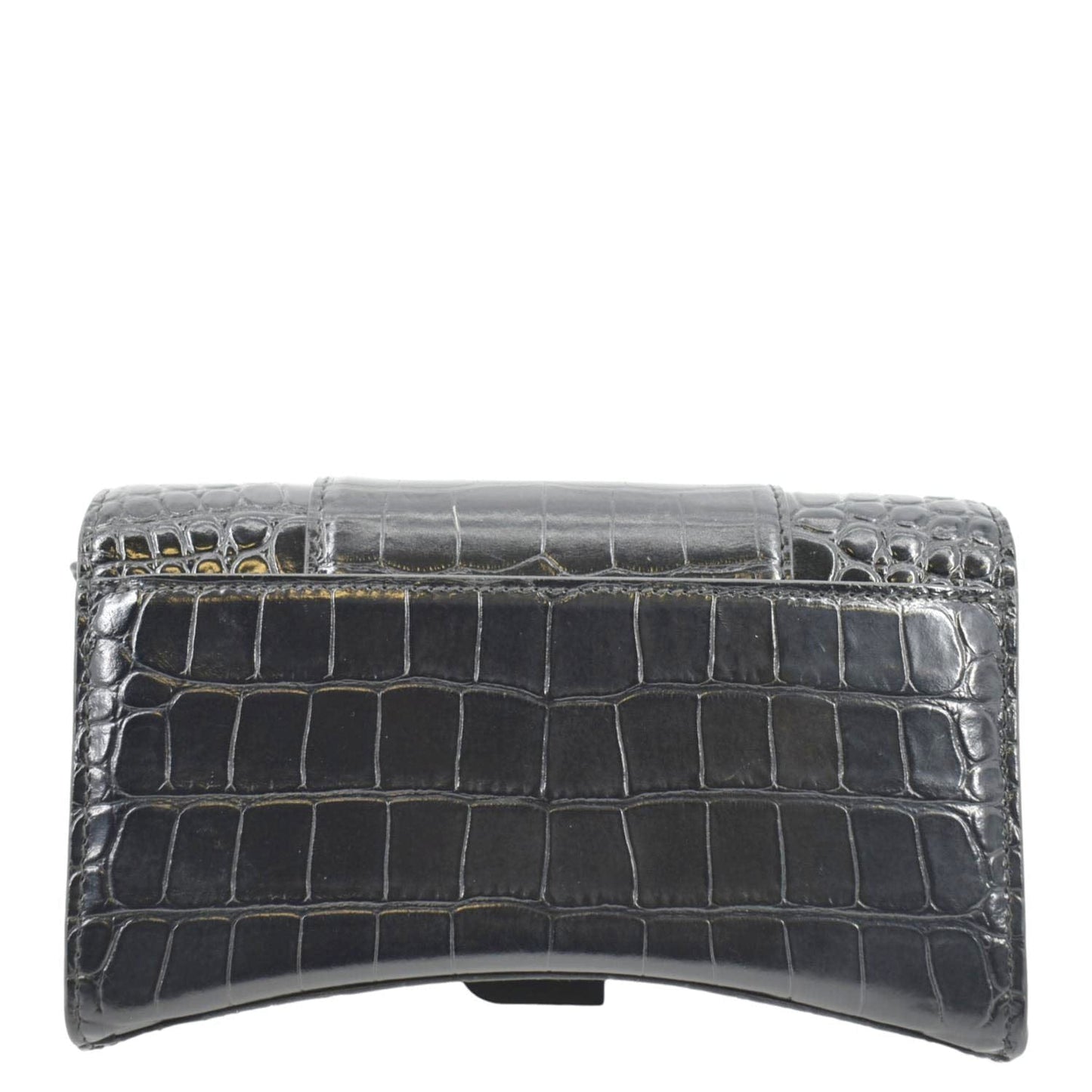 BALENCIAGA Hourglass Leather Chain Wallet Shoulder Bag Black