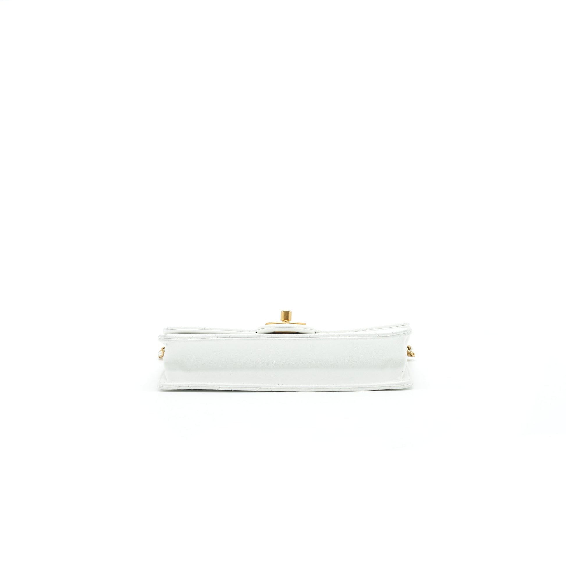 Chanel Quilted Pearl Chain Flap Bag In White