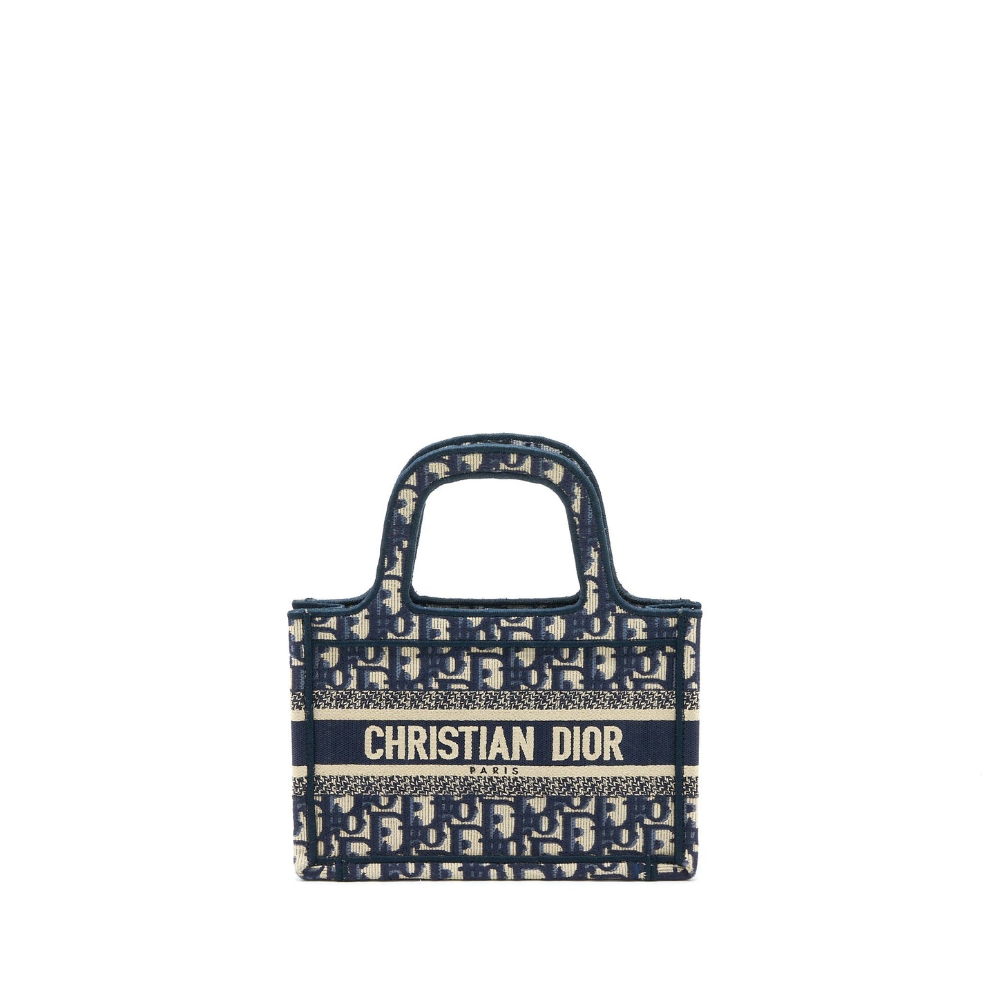 Dior Mini Book Tote Blue Oblique Embroidery