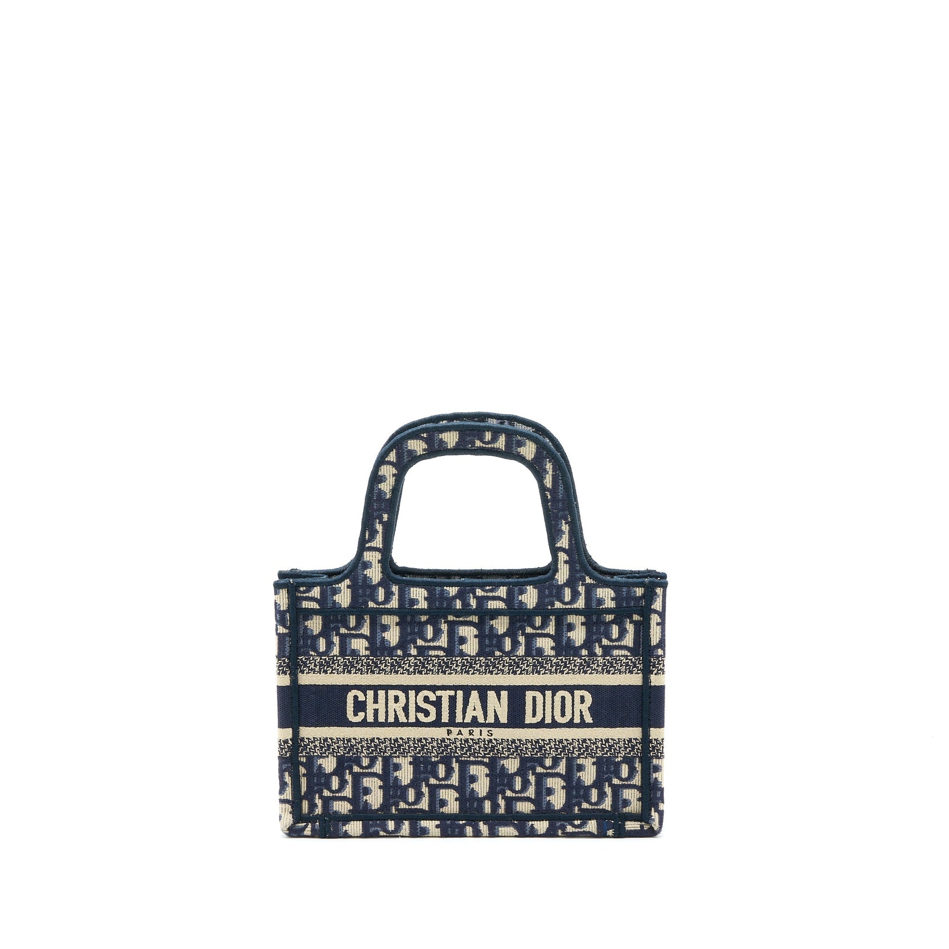 Dior Mini Book Tote Blue Oblique Embroidery