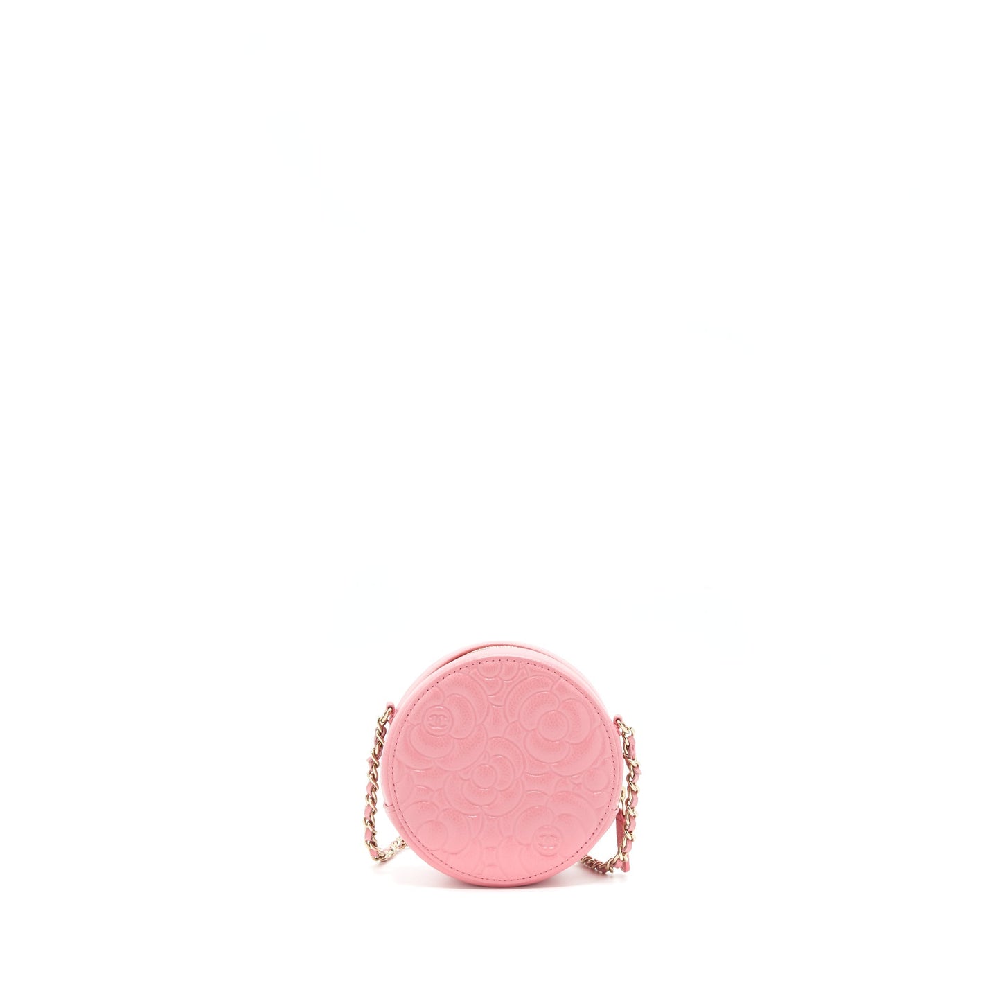 Chanel Camellia Round Clutch With Chain Pink L