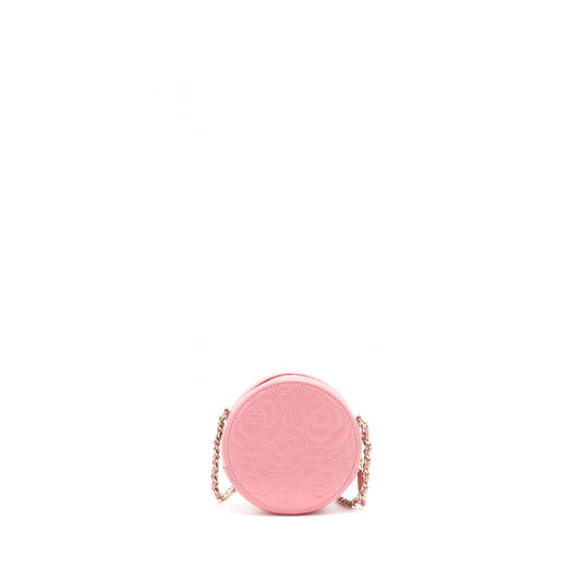 Chanel Camellia Round Clutch With Chain Pink L