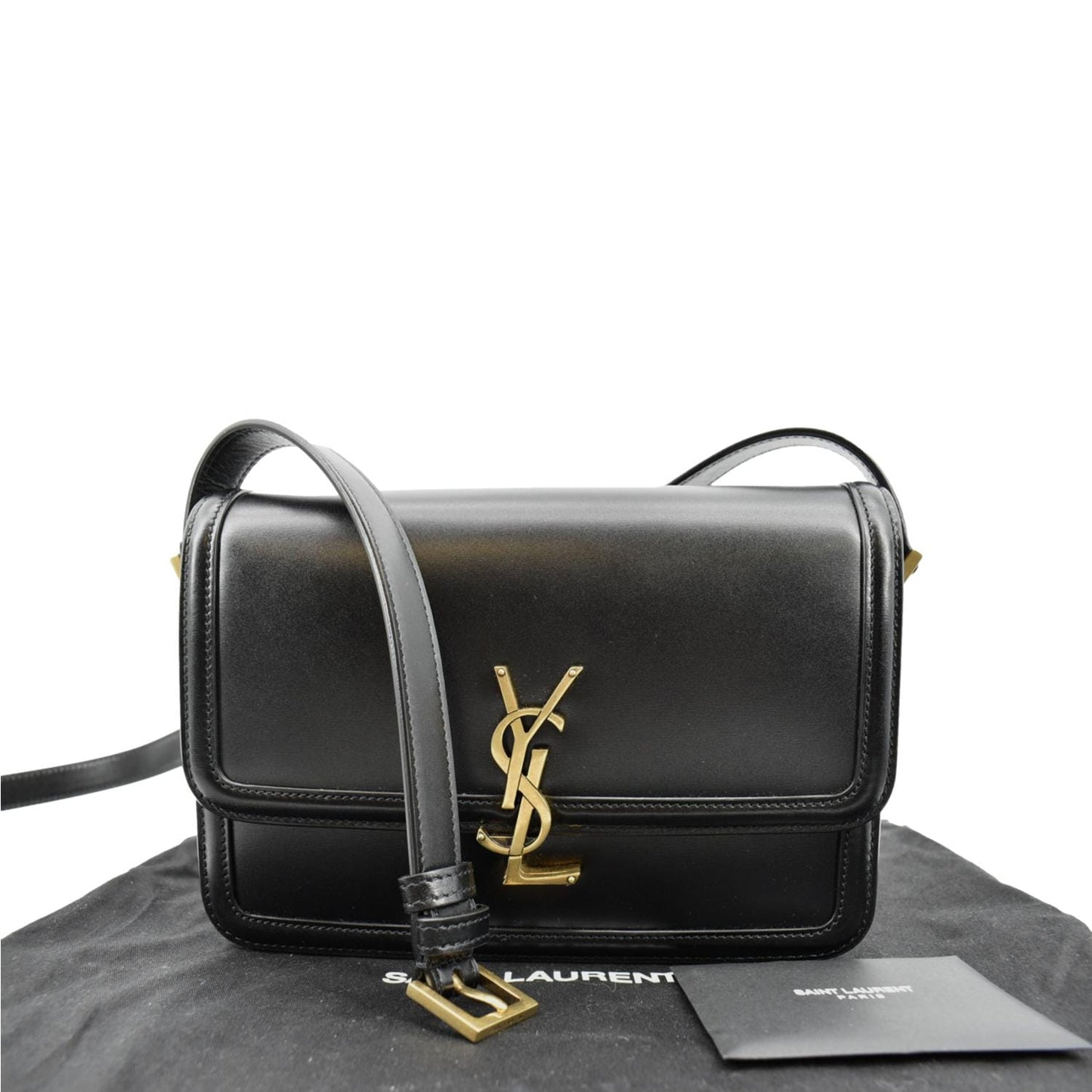 SAINT LAURENT Solferino Medium Leather Shoulder Bag Black