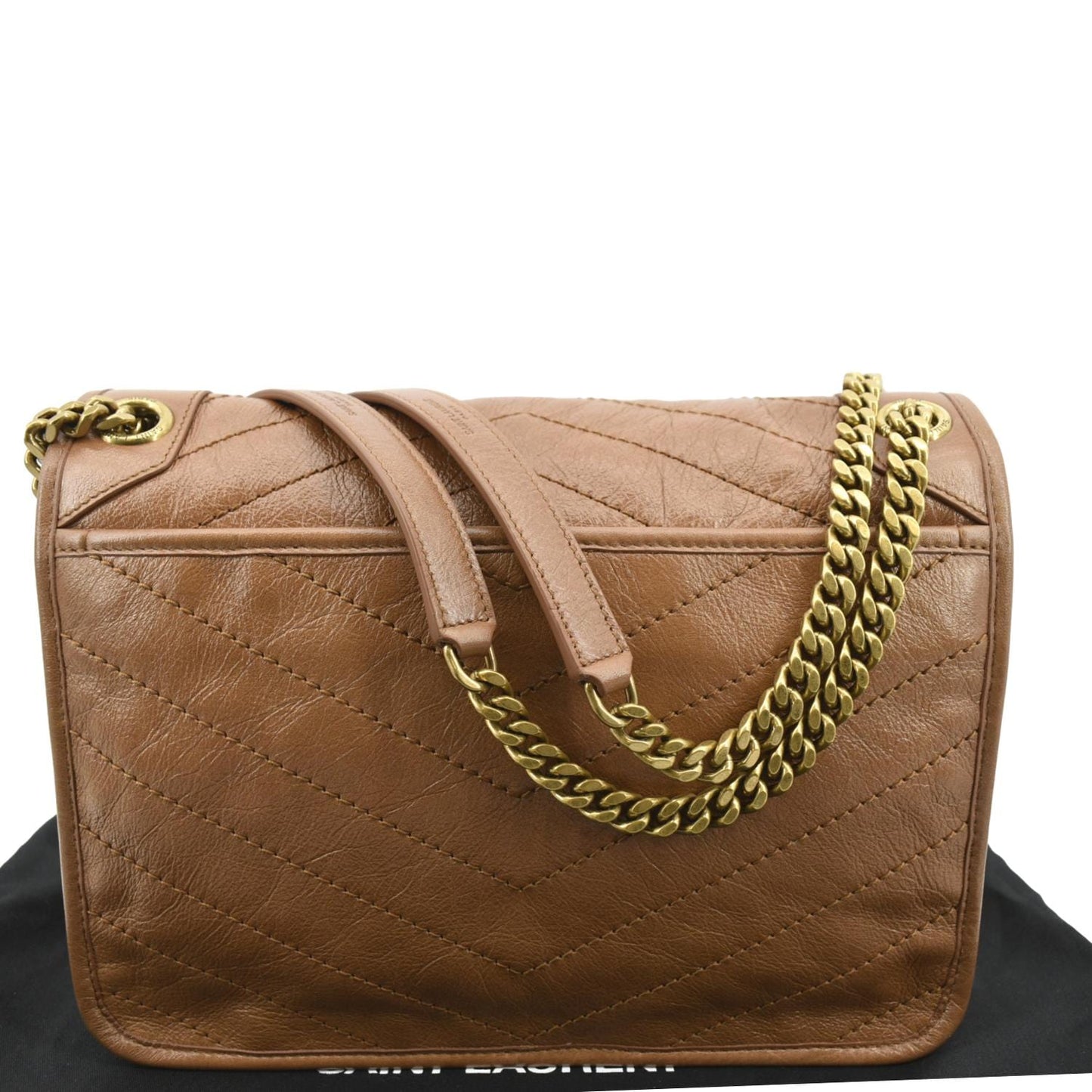SAINT LAURENT Niki Medium Leather Crossbody Bag Dark Brown