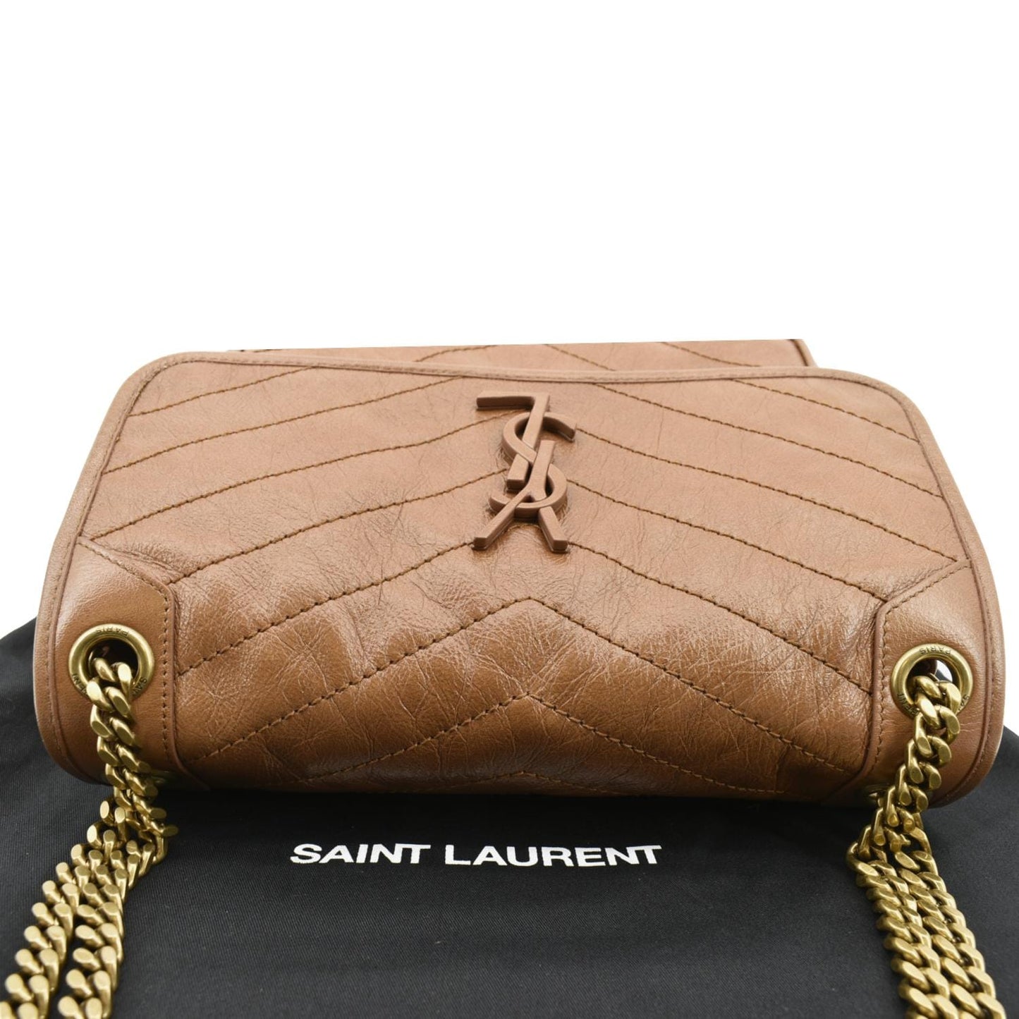 SAINT LAURENT Niki Medium Leather Crossbody Bag Dark Brown