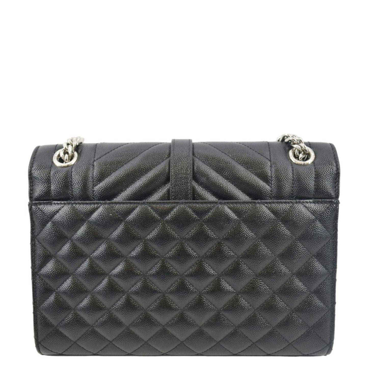 SAINT LAURENT Envelope Medium MatelassÃÂ© Leather Crossbody Chain Bag Black