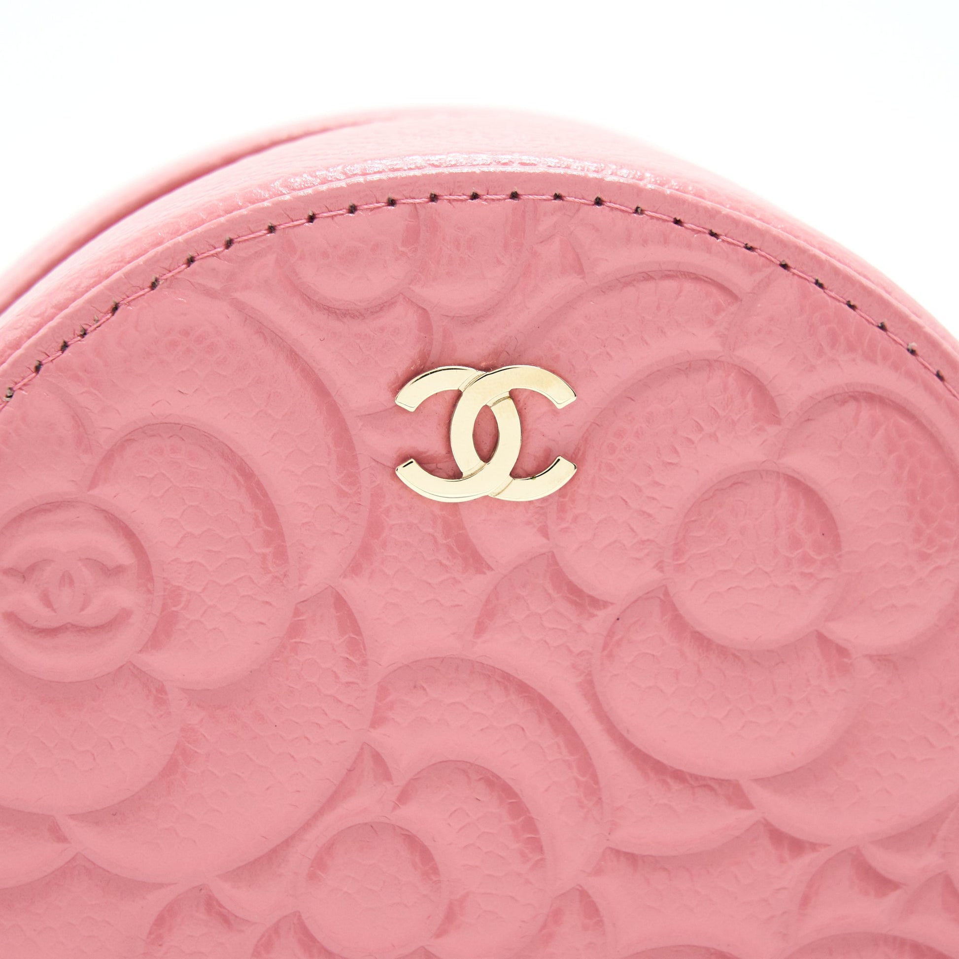 Chanel Camellia Round Clutch With Chain Pink L