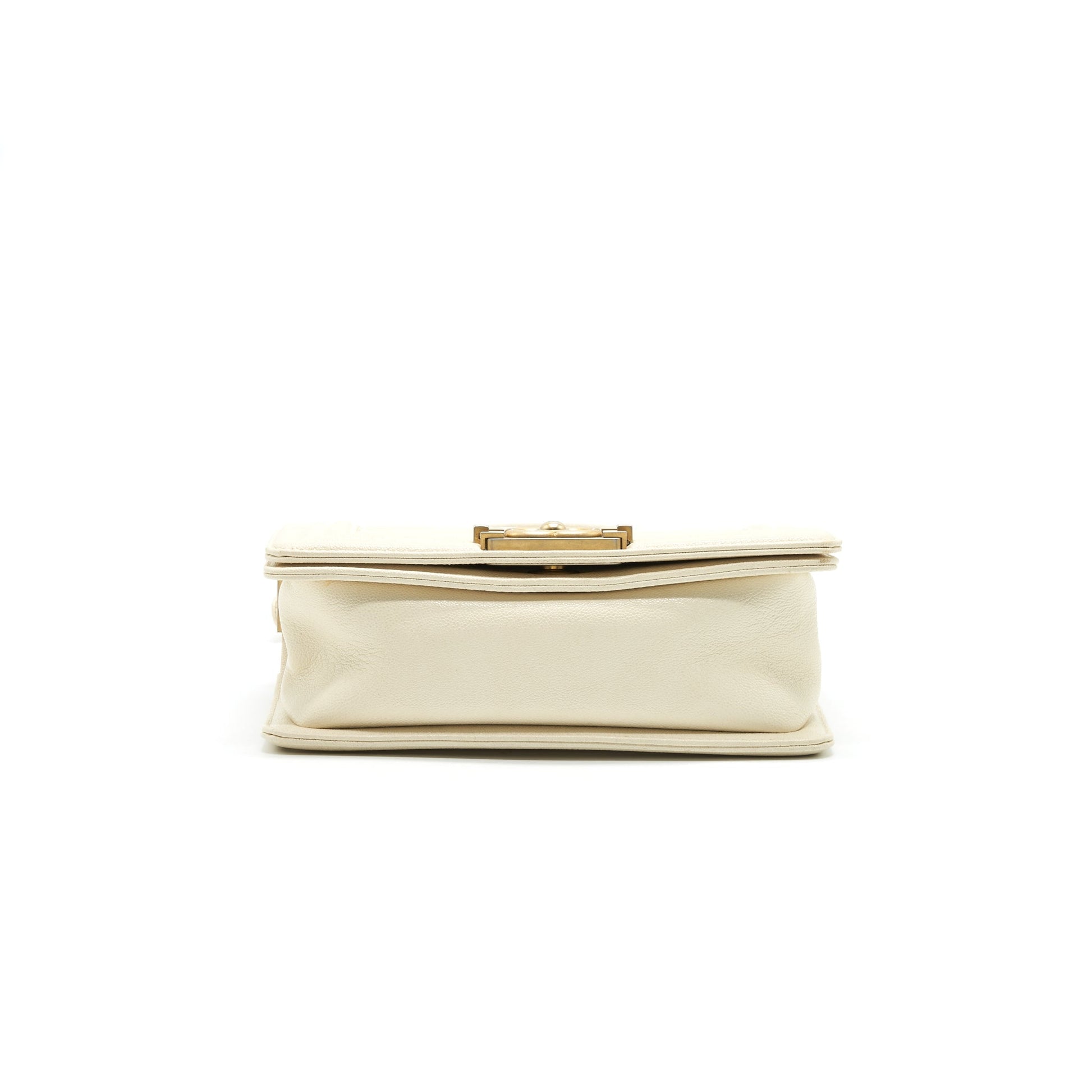 CHANEL SMALL BOY BAG CAVIAR LEATHER IN WHITE