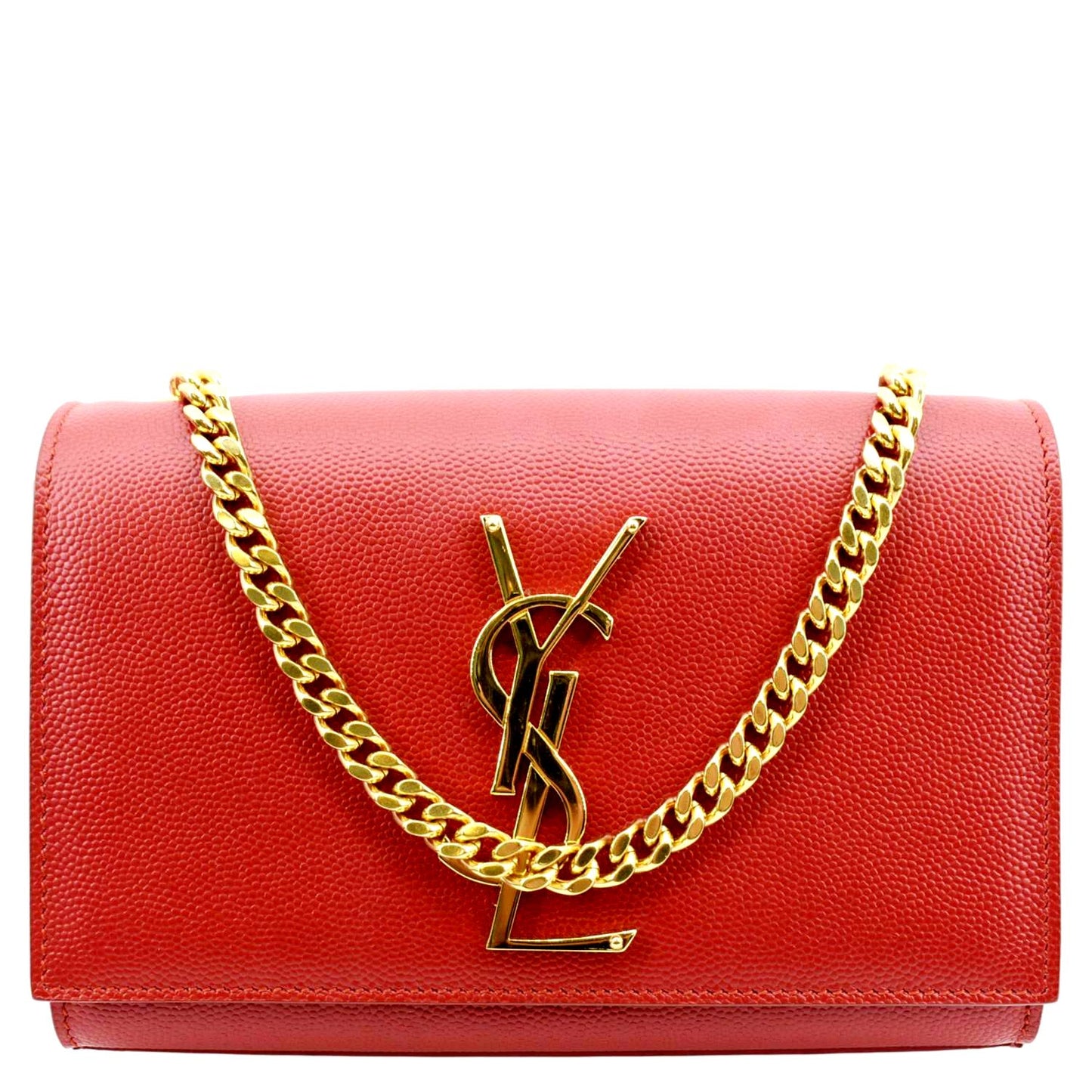SAINT LAURENT Kate Small Grain De Poudre Crossbody Bag Red
