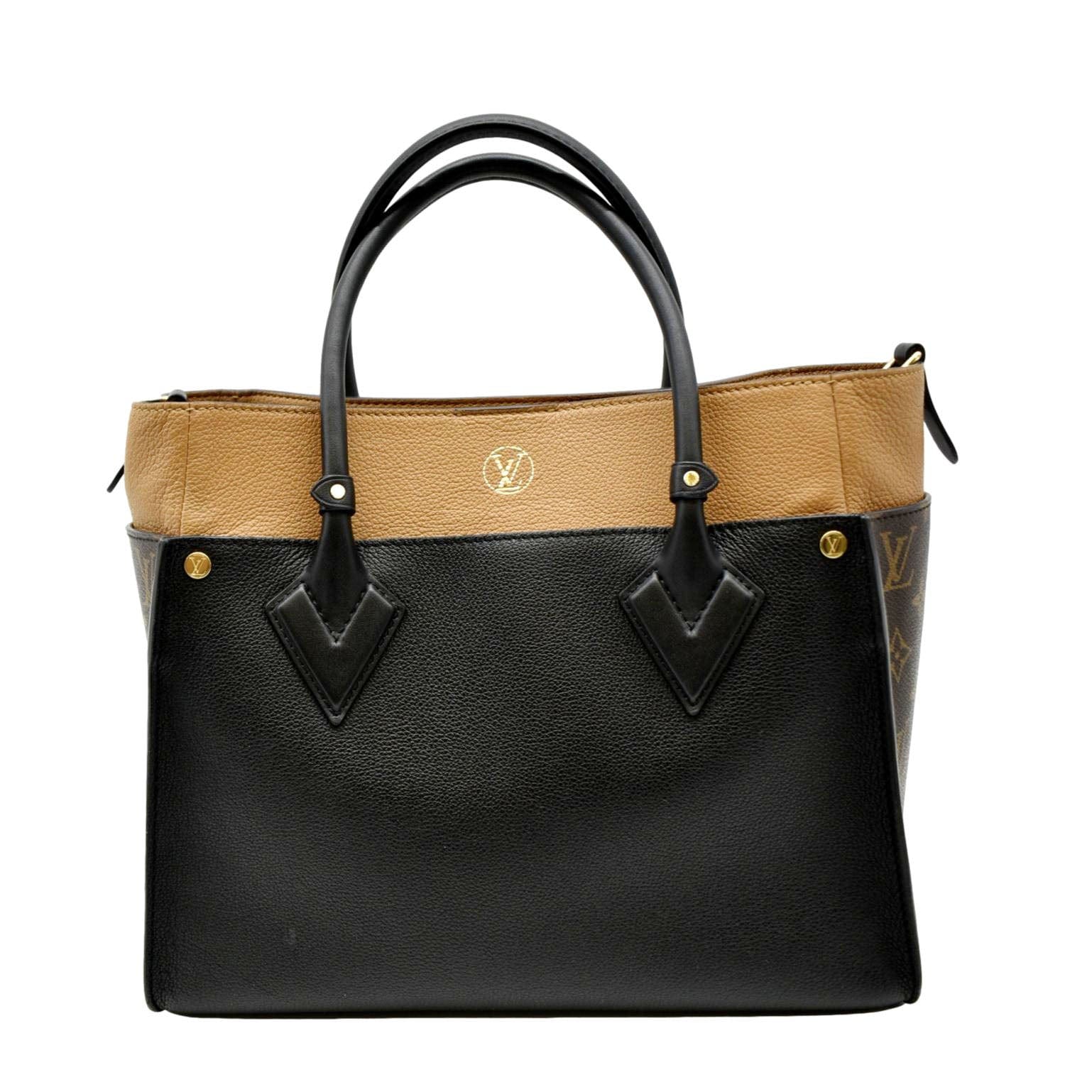 LOUIS VUITTON On My Side MM Calfskin Monogram Canvas Shoulder Bag Black