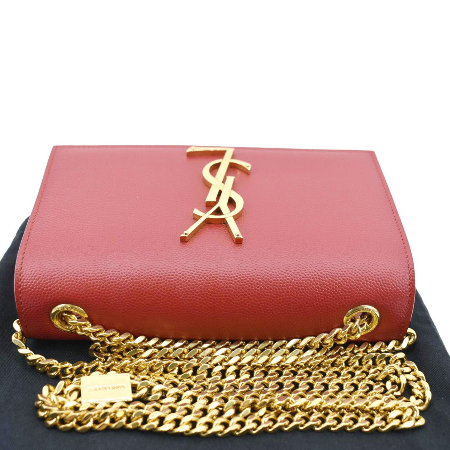 SAINT LAURENT Kate Small Grain De Poudre Crossbody Bag Red