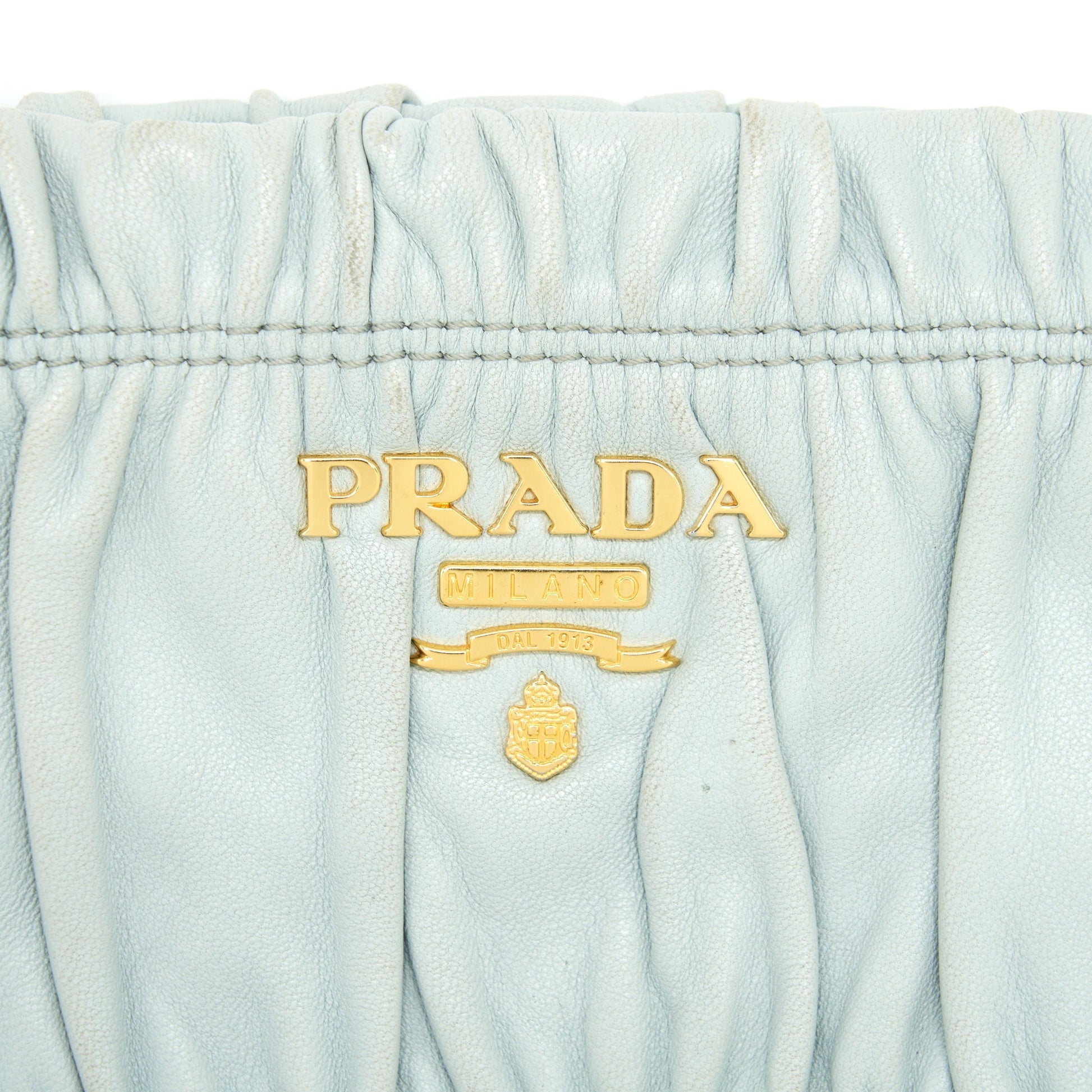 Prada Nappa Gaufre Clutch Light Blue SHW