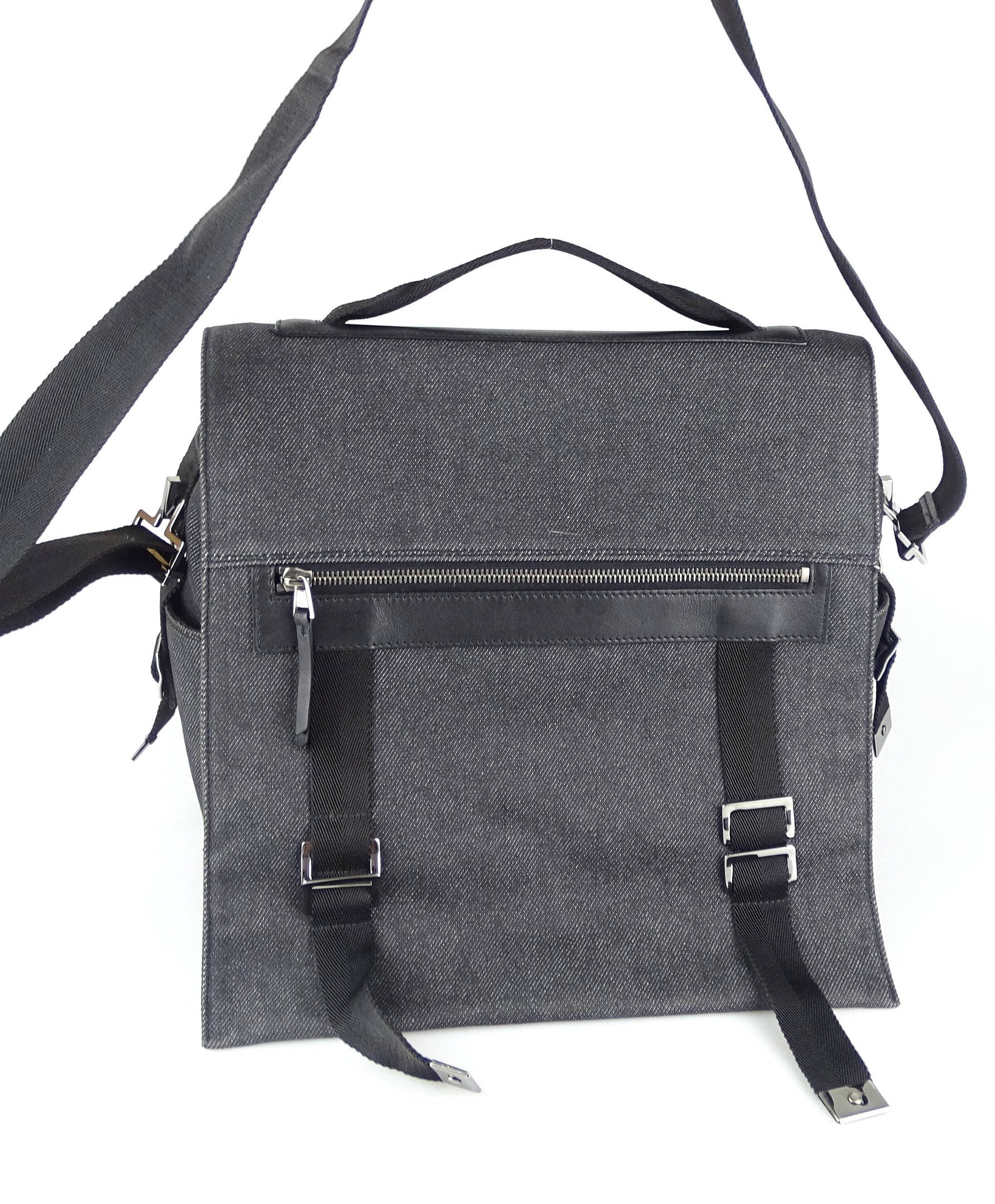 Gucci Grey Leather Canvas Handbag Style 2