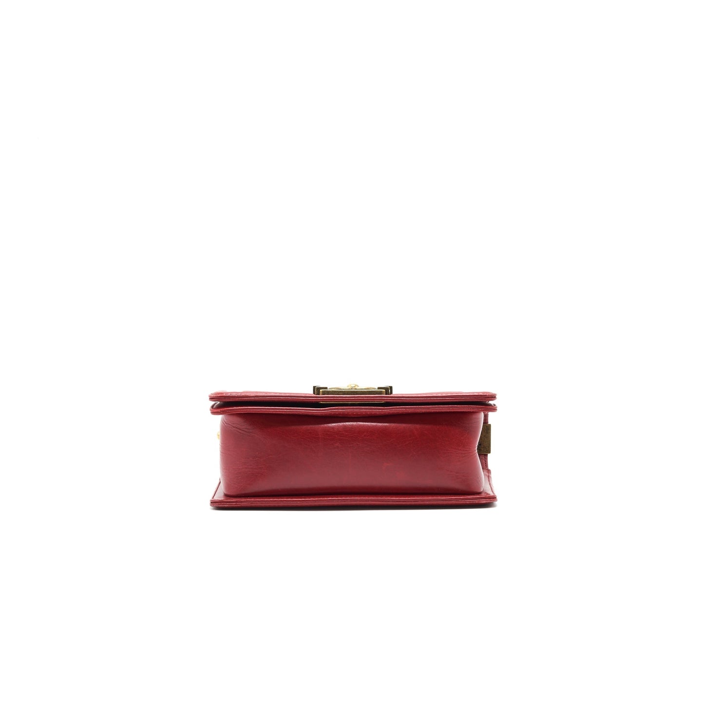 CHANEL GLAZED CALFSKIN SMALL LE BOY BAG IN RED