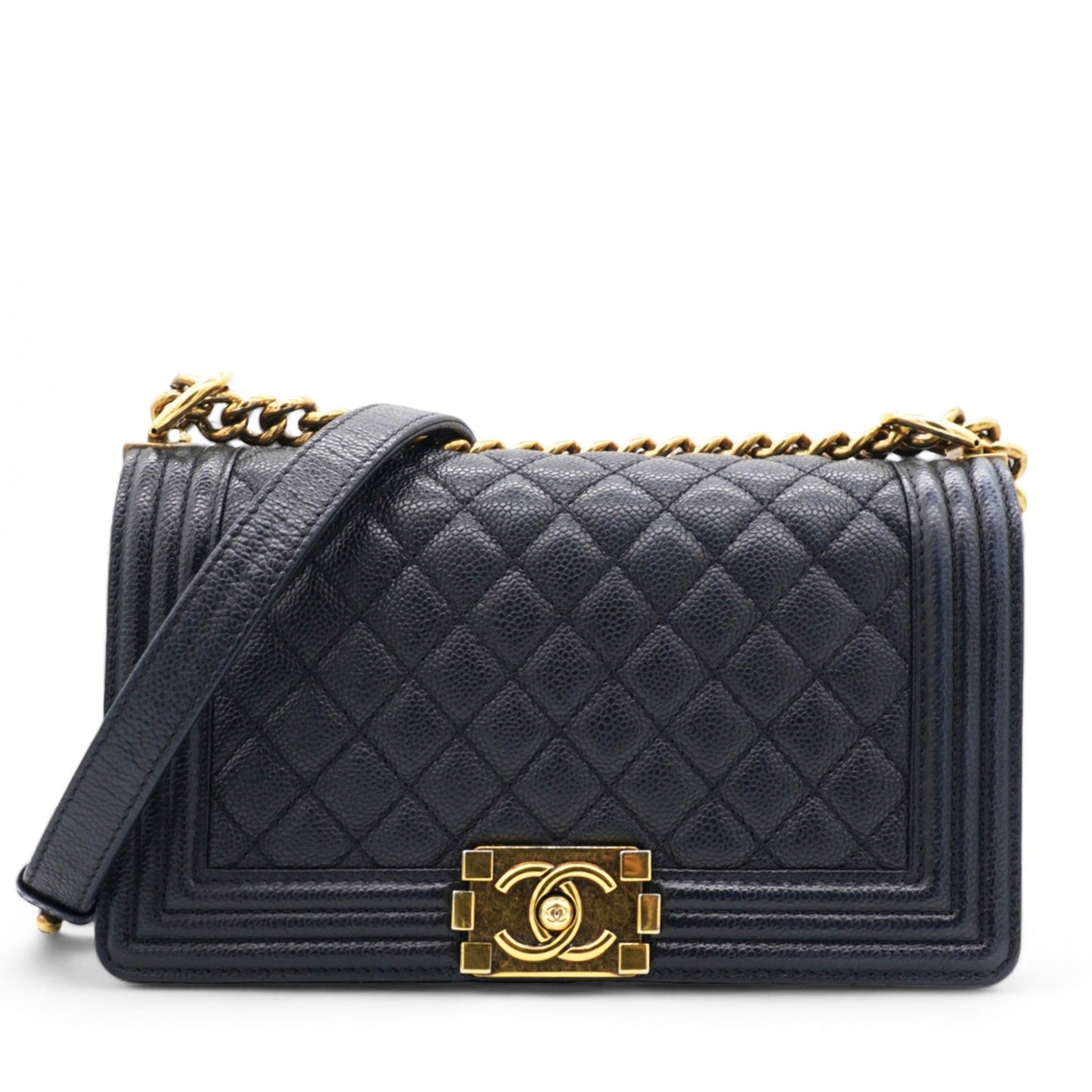Chanel Caviar Quilted Medium Boy Flap Navy