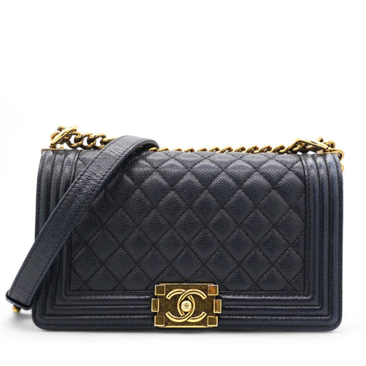Chanel Caviar Quilted Medium Boy Flap Navy