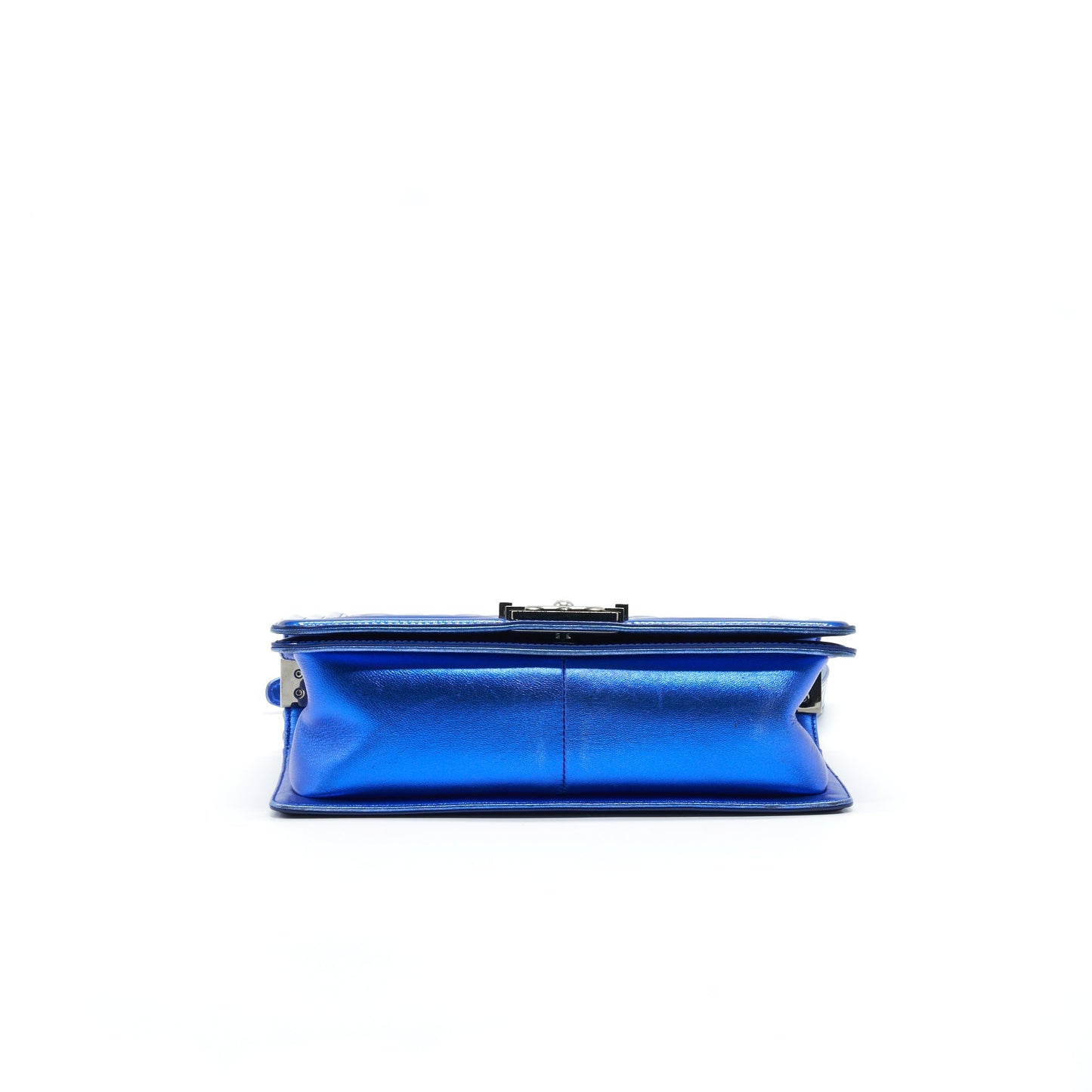 CHANEL MEDIUM LE BOY BAG METALLIC BLUE