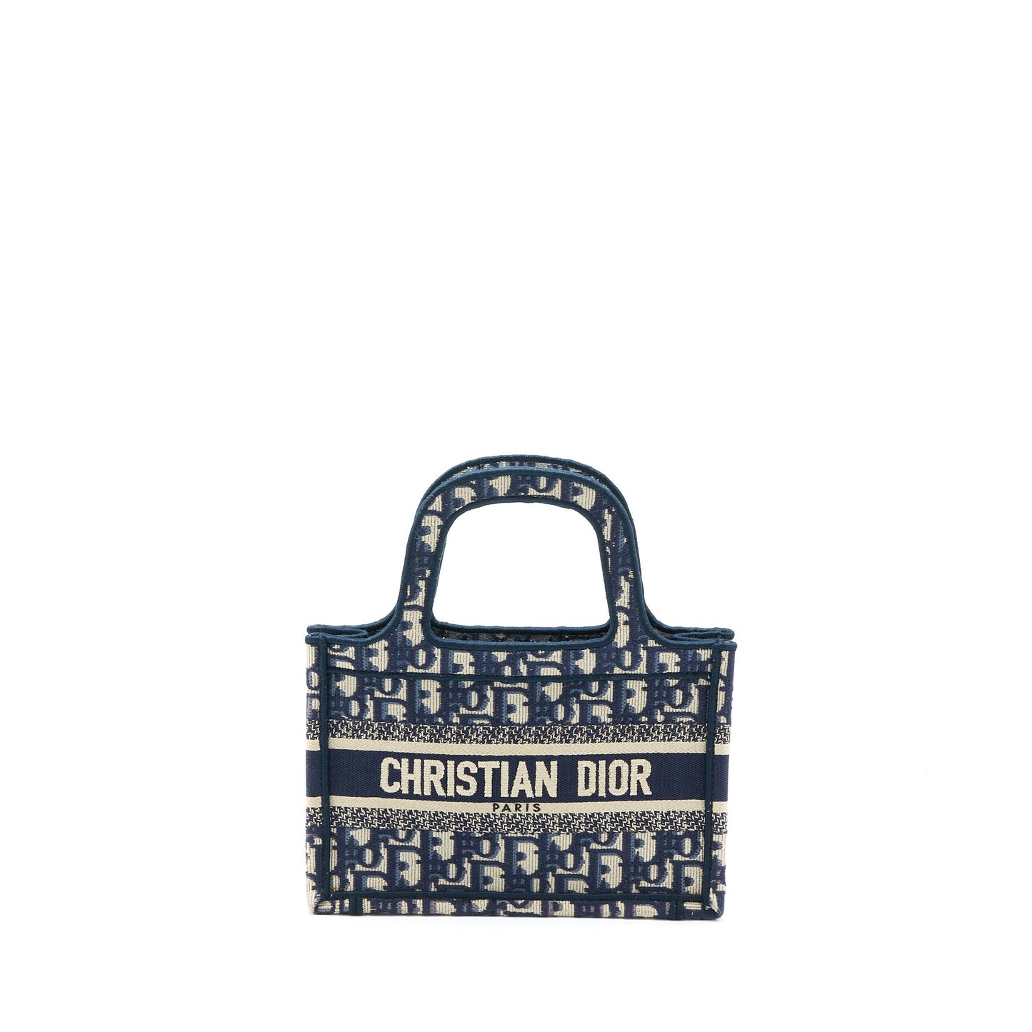Dior Mini Book Tote Blue Oblique Embroidery