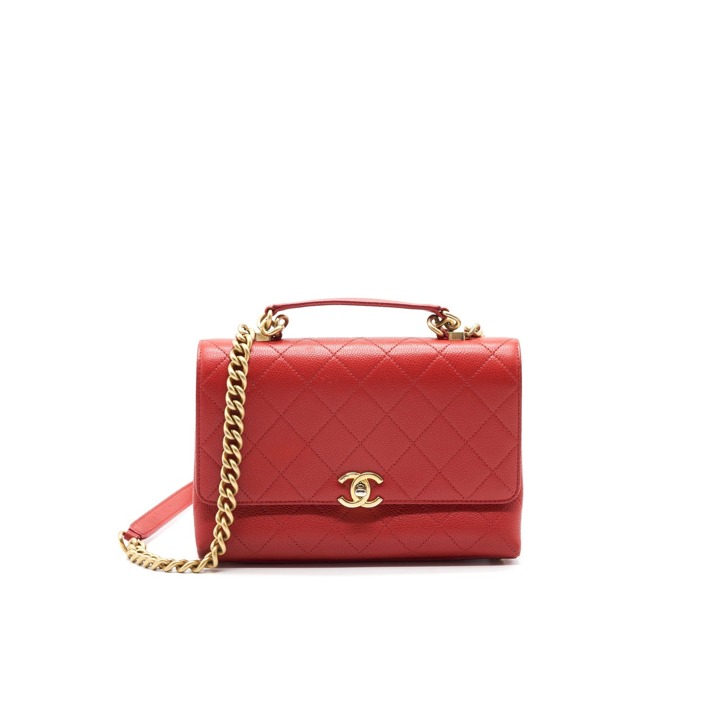 Chanel Flap Shoulder Bag With Chain Caviar in Red