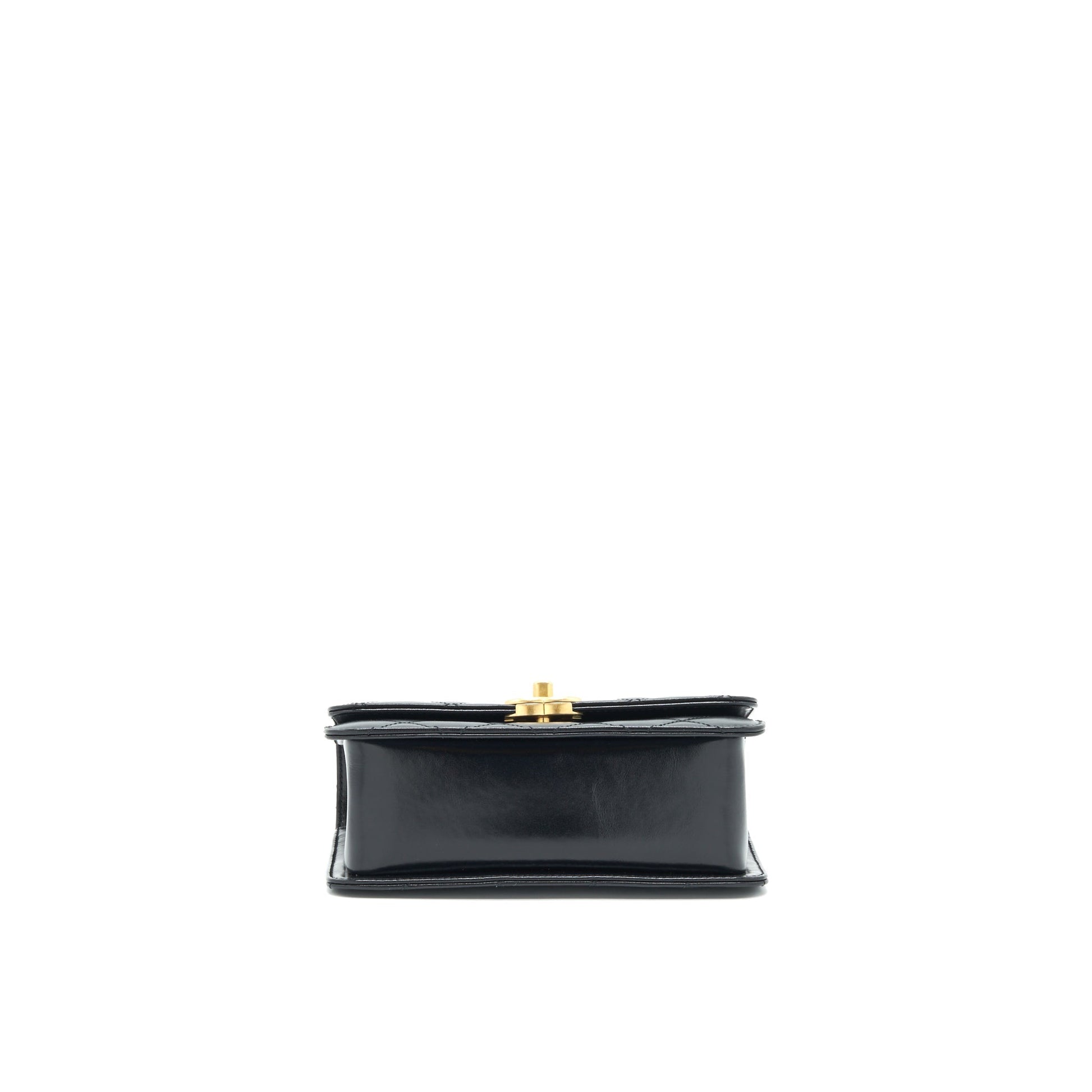 Chanel 21A Gold Crush Mini Flap Bag Calfskin Black