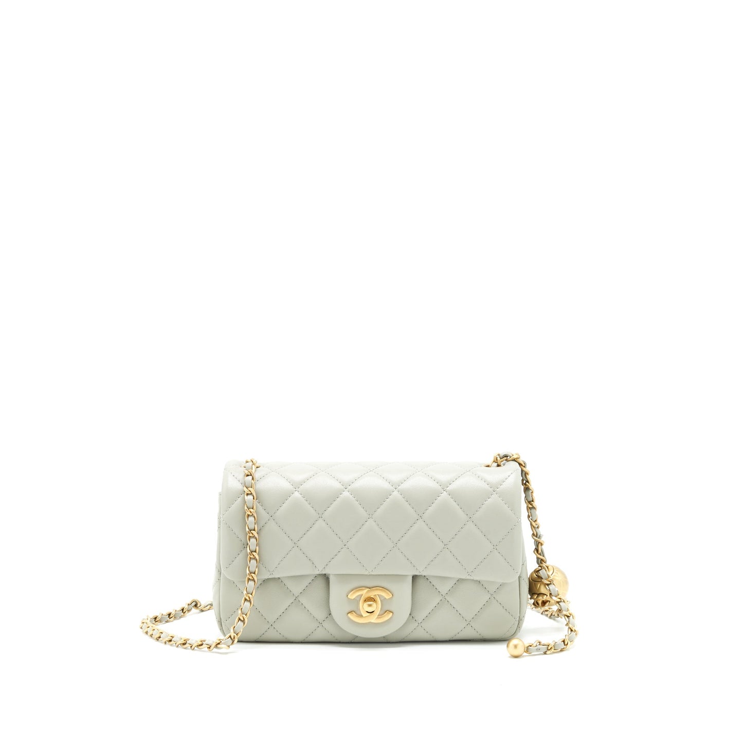 Chanel 22C light Pearl Crush mini Flap Bag Lambskin light Grey