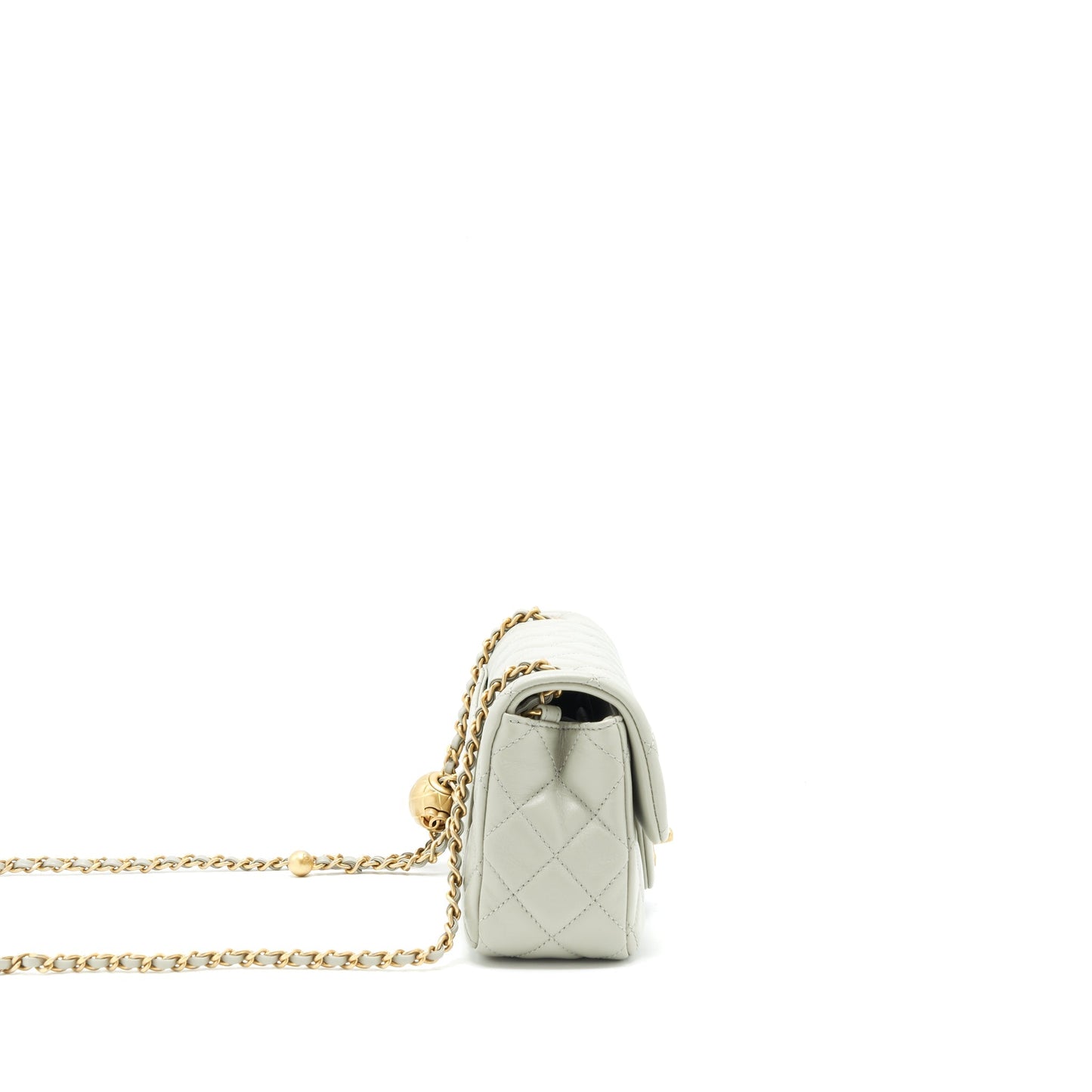 Chanel 22C light Pearl Crush mini Flap Bag Lambskin light Grey