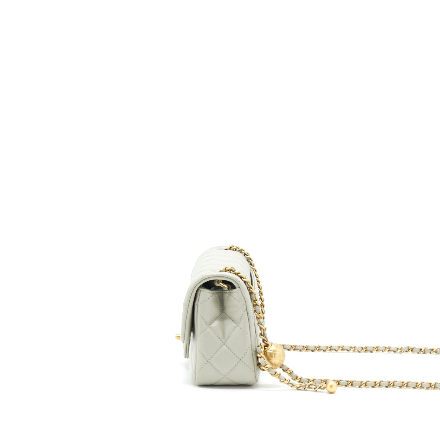 Chanel 22C light Pearl Crush mini Flap Bag Lambskin light Grey