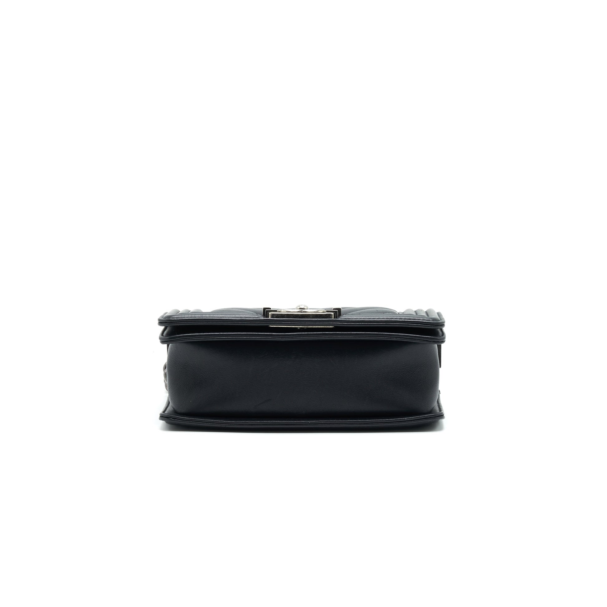 Chanel Small Chevron Leboy Bag Calfskin Black With