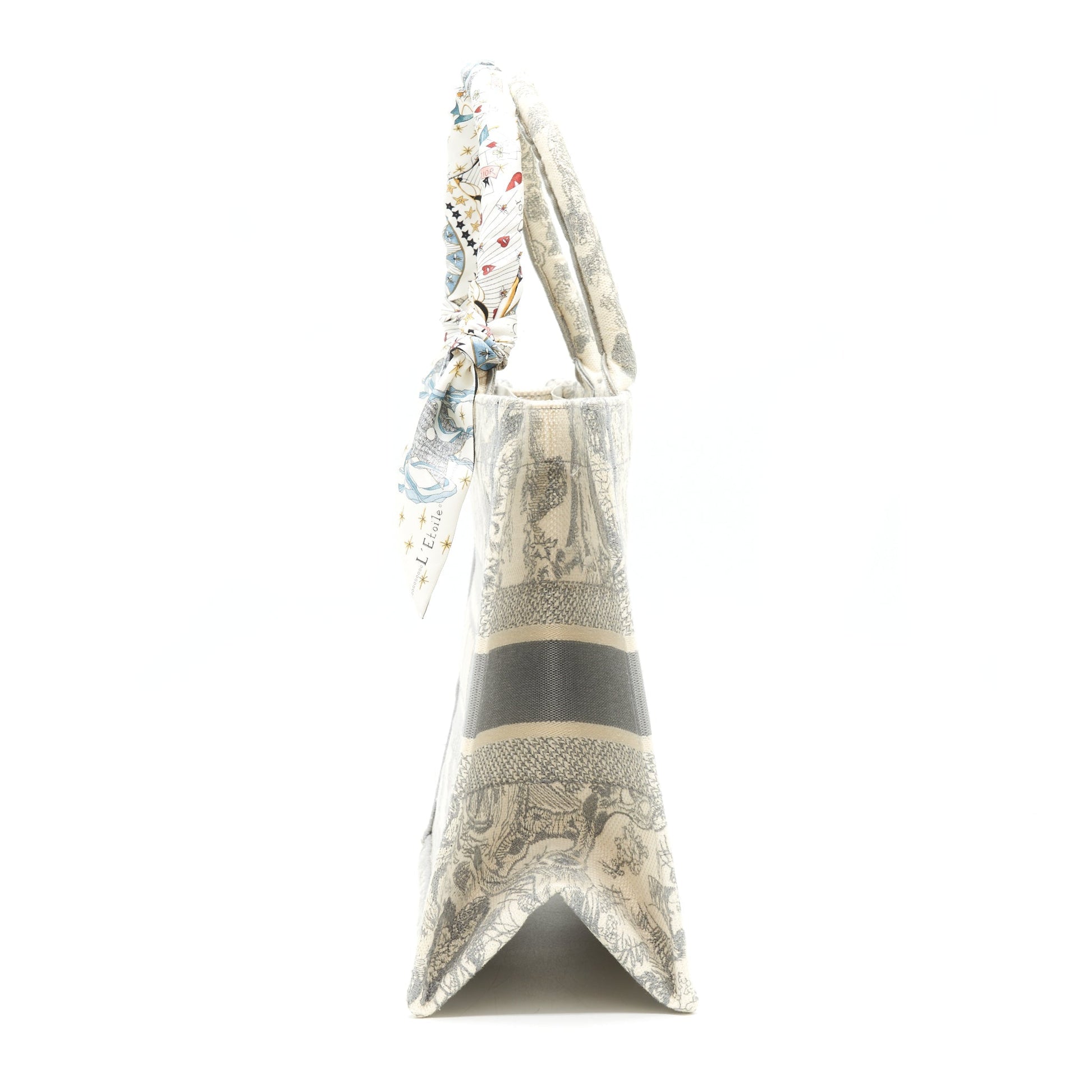 Dior Small Dior Book Tote Gray Toile de Jouy Embroidery an extra Dior twilly