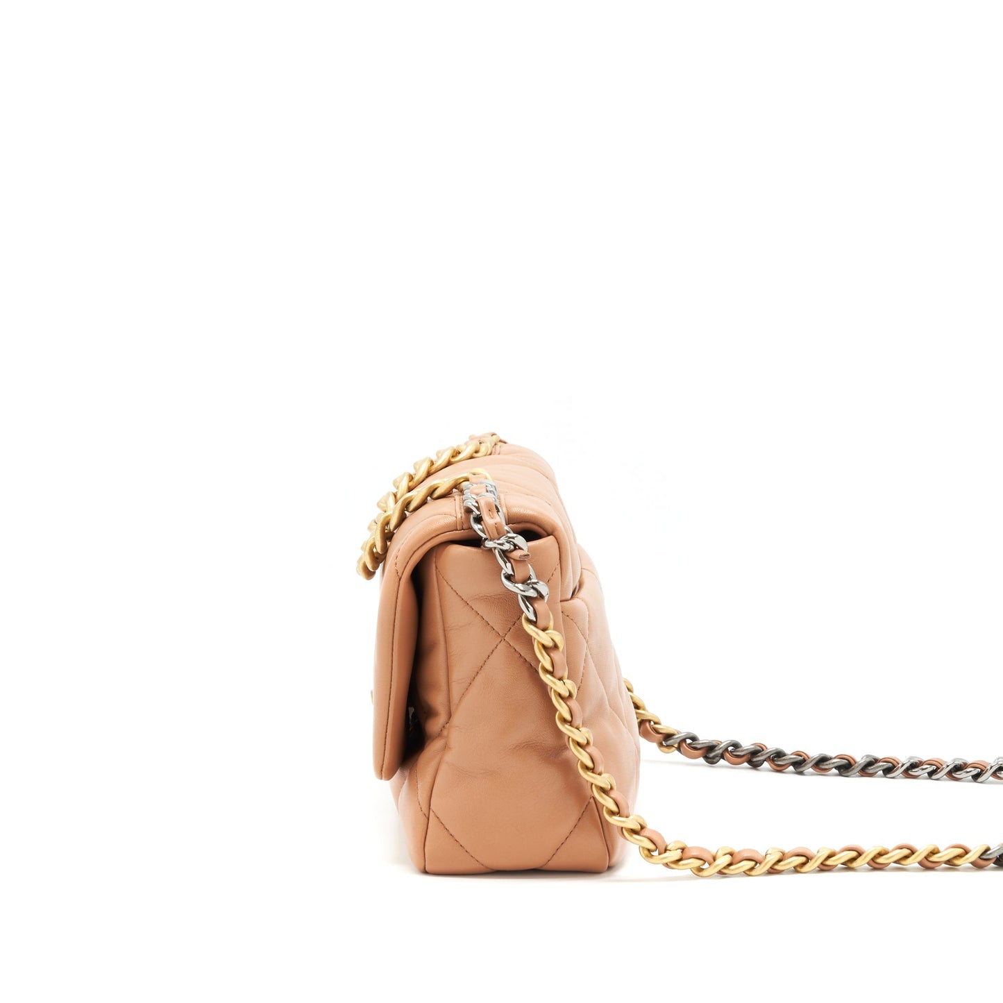 Chanel 21K Small 19 Flap Bag Lambskin Caramel