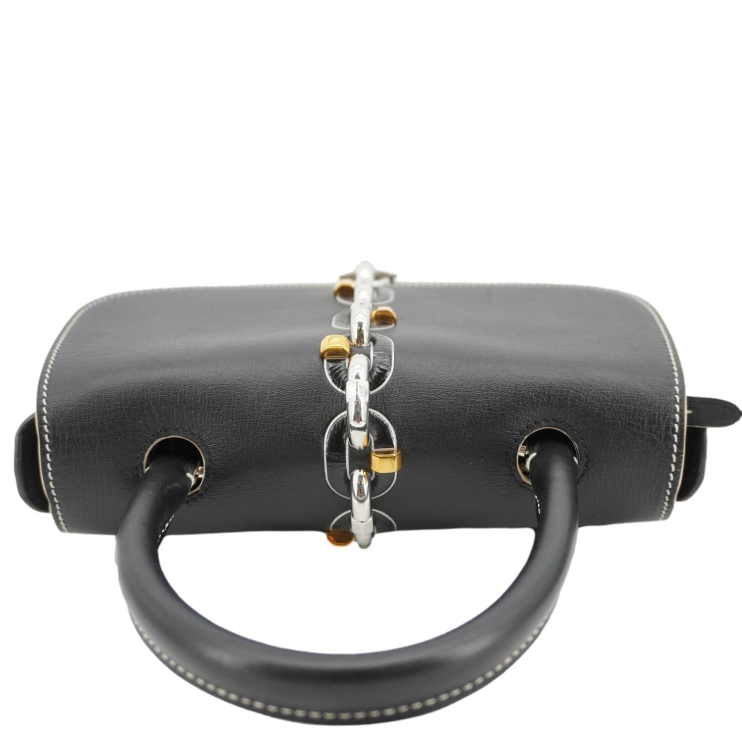 LOUIS VUITTON Chain It Monogram Canvas Top Handle Crossbody Bag Brown