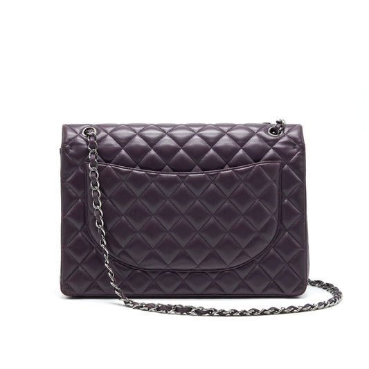 Chanel Maxi Double Flap Bag Lambskin Burgundy