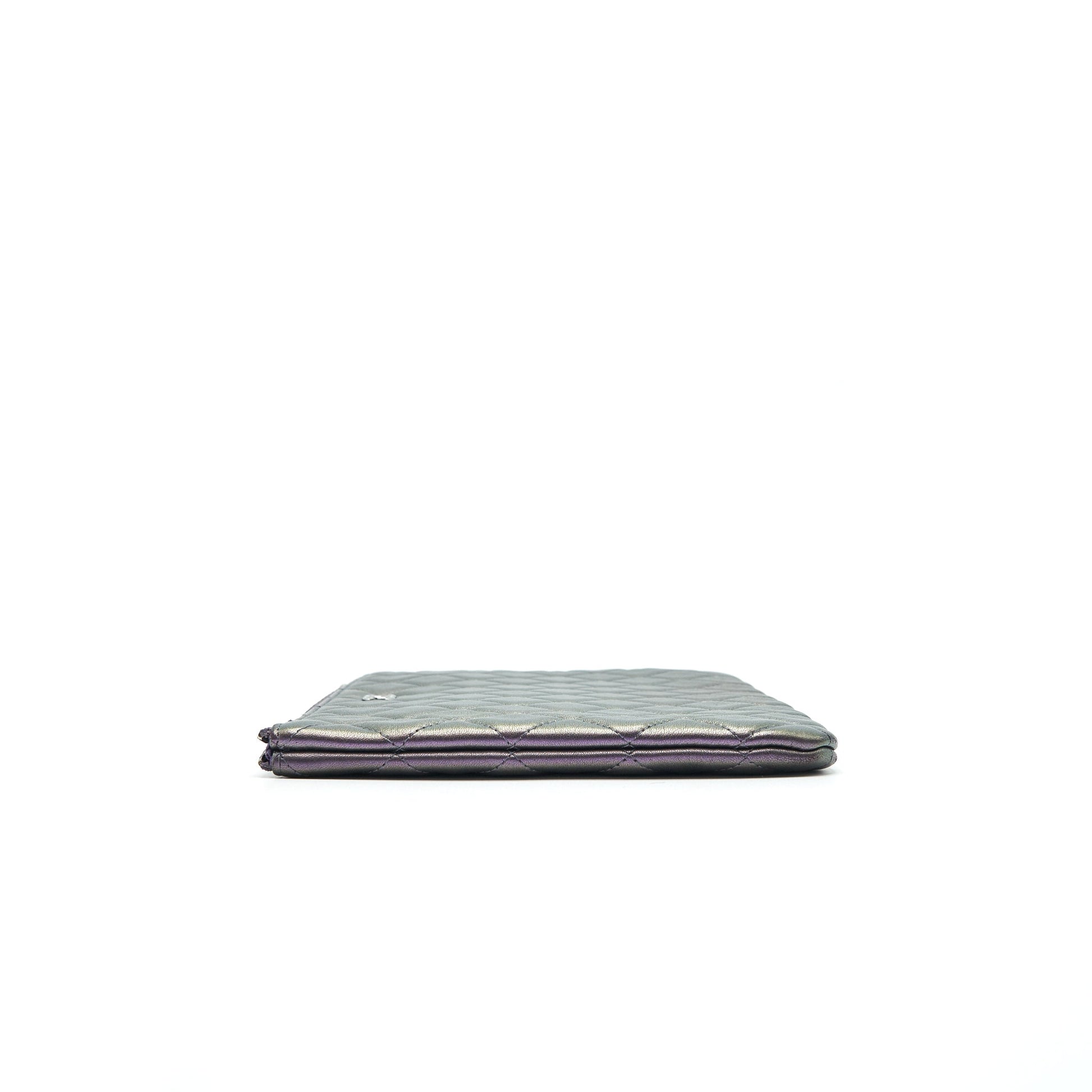 Chanel Quilted Leather Clutch Bag in Metallic Purple