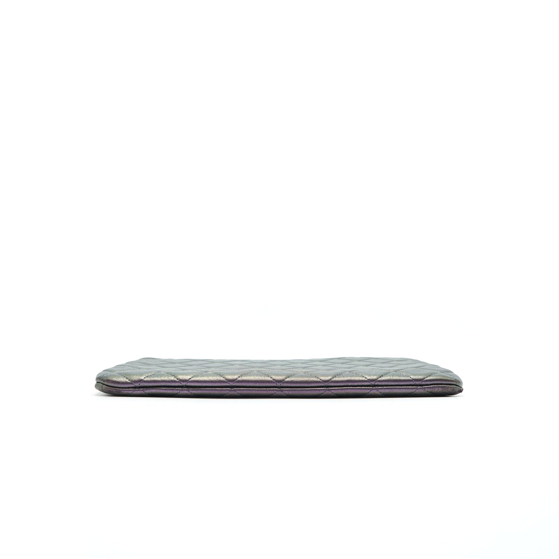 Chanel Quilted Leather Clutch Bag in Metallic Purple