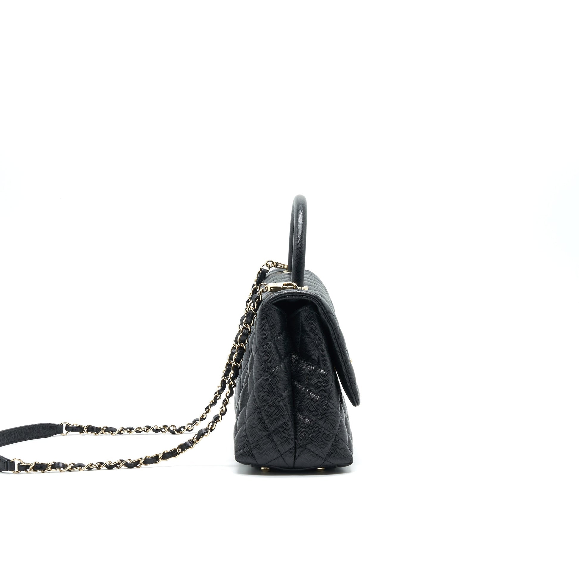 Chanel Small Coco Handle Flap Bag Caviar Black L