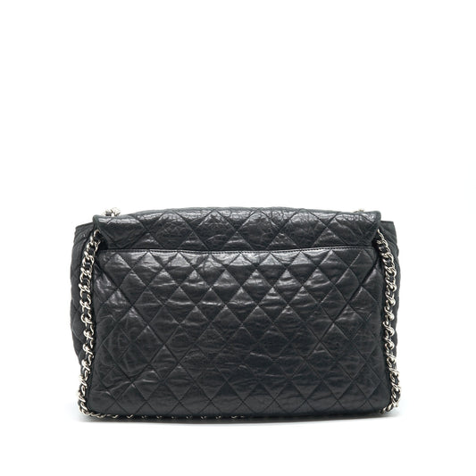 Chanel Quilted Leather With Chain Shoulder Bag XL Black