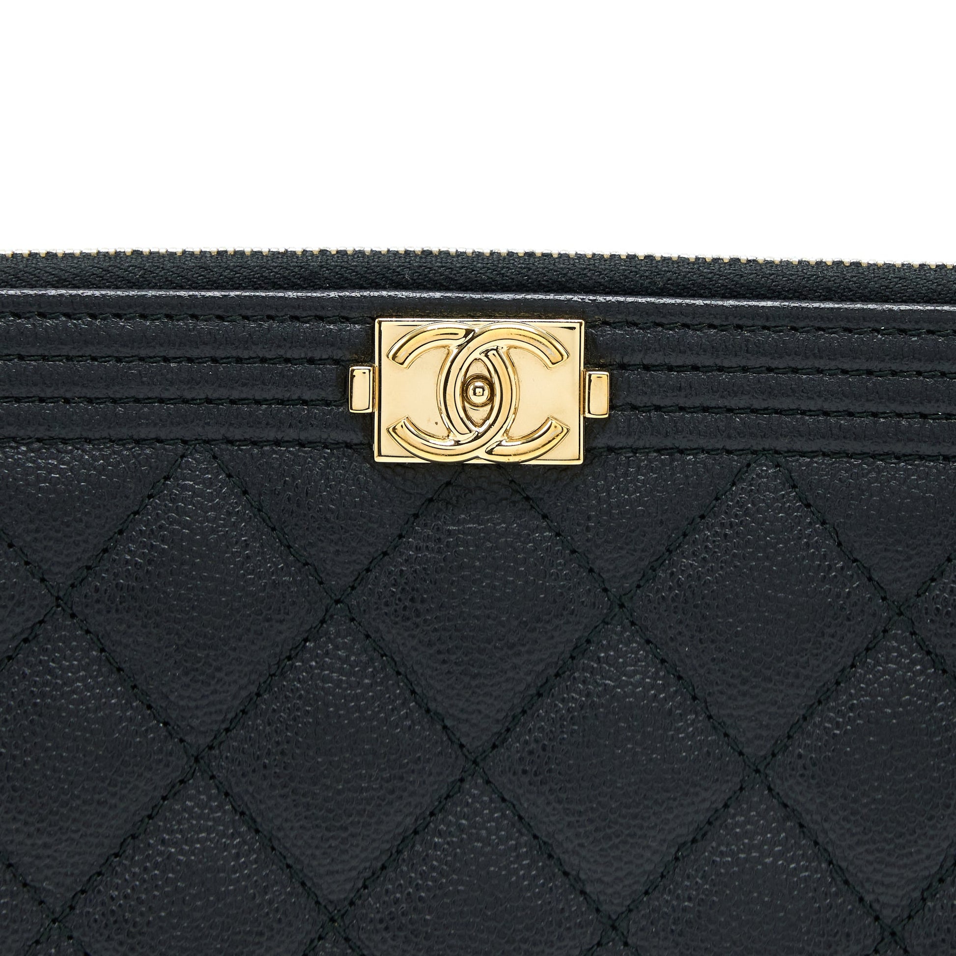 Chanel Boy Clutch Caviar Black GHW