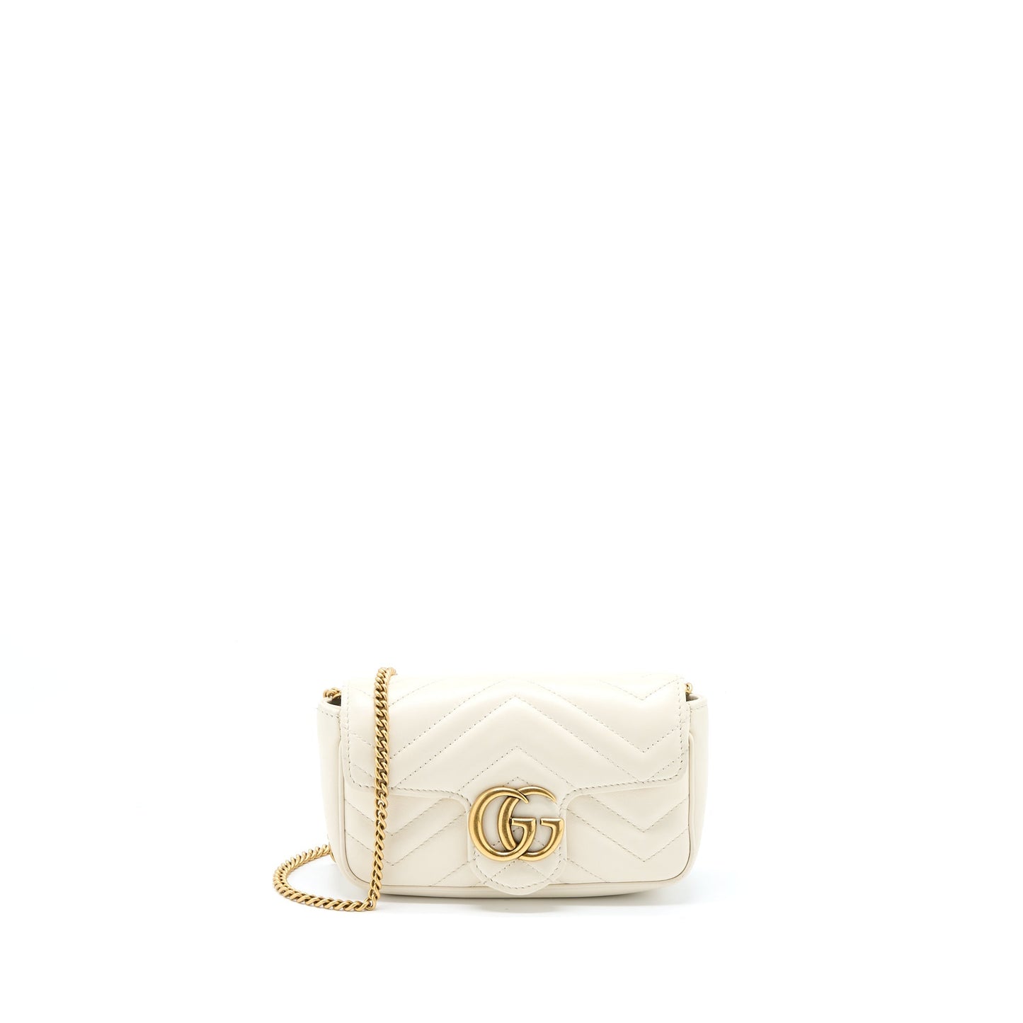 Gucci GG Marmont Super Mini Bag Matelass? White Brushed