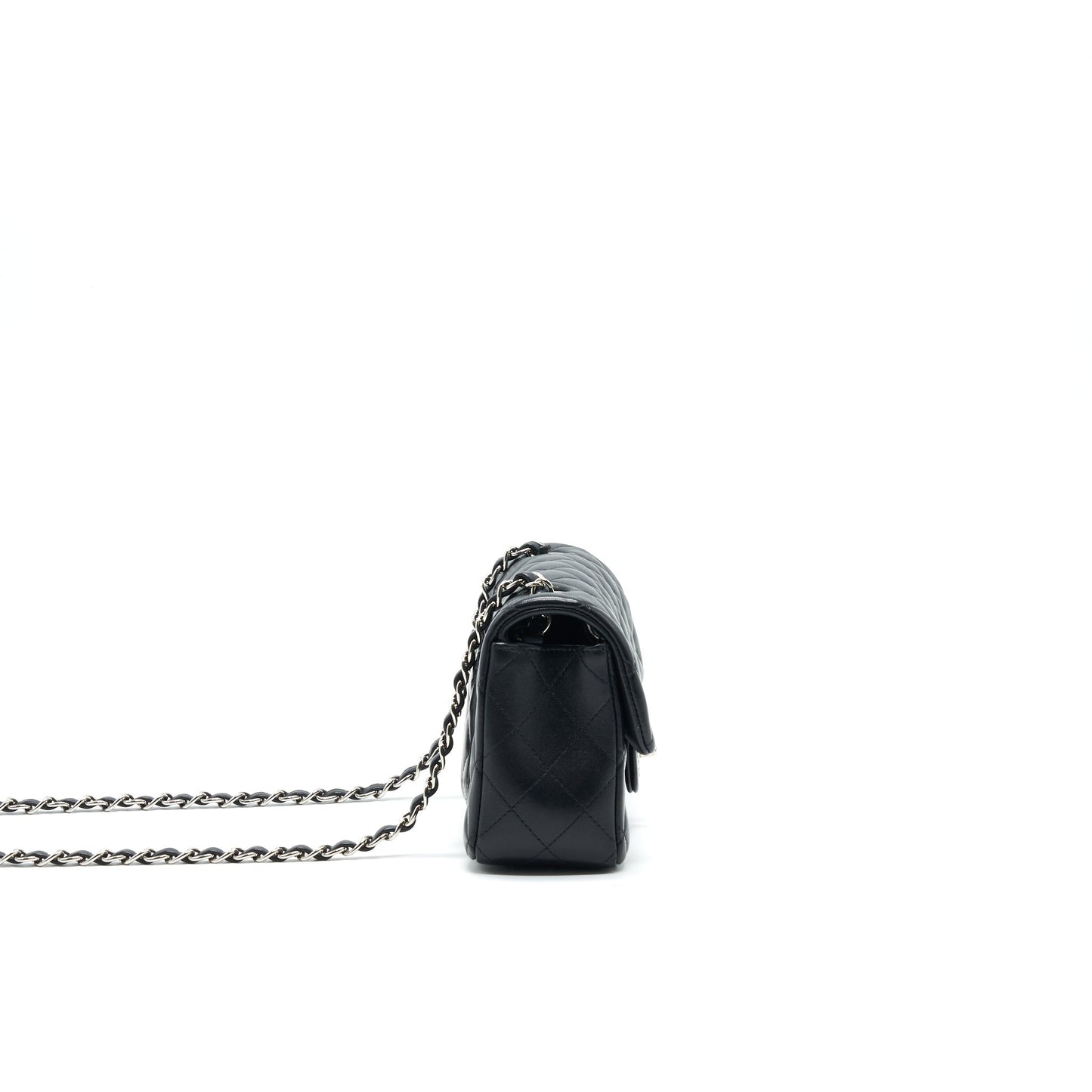 CHANEL LAMBSKIN RECTANGULAR MINI FLAP BAG IN BLACK