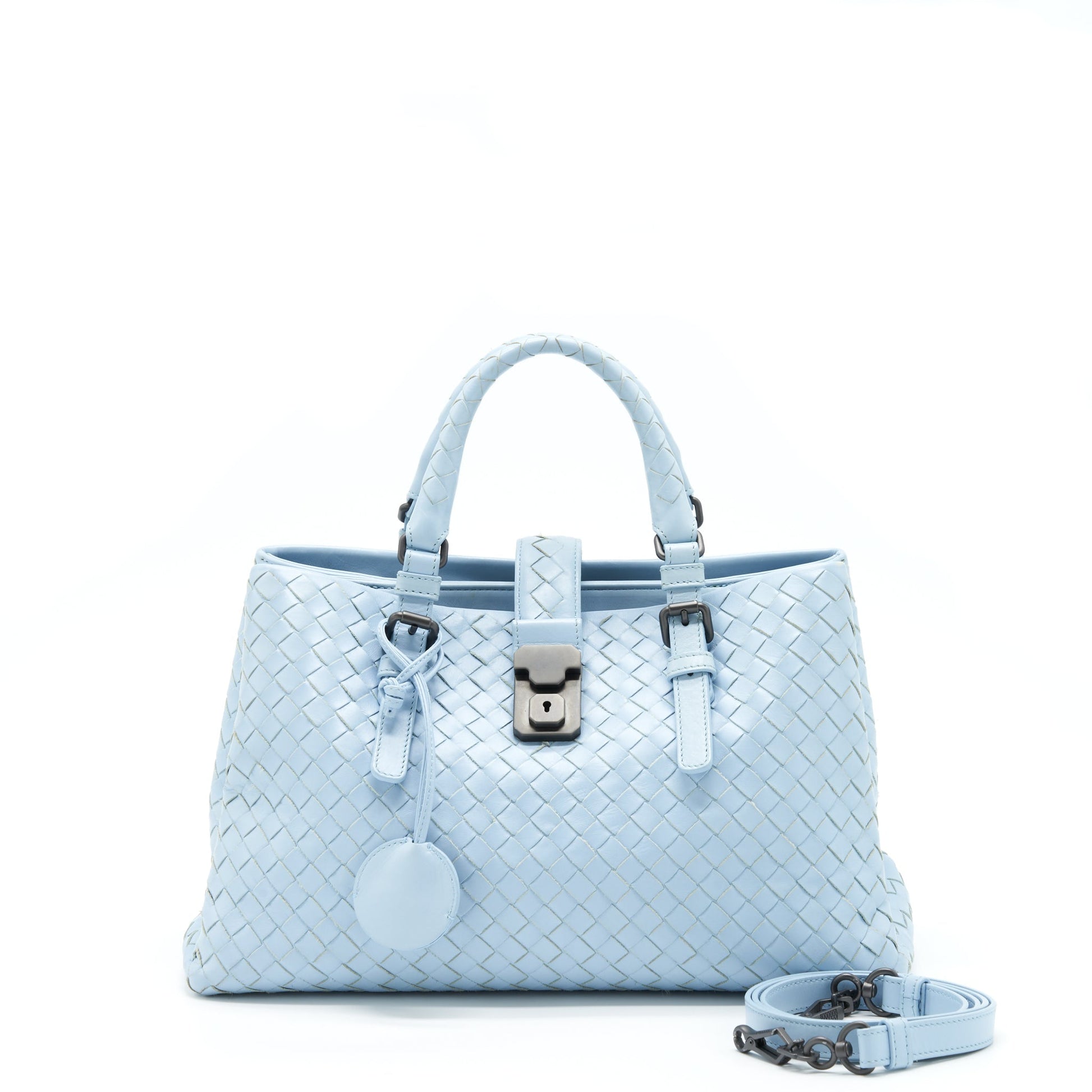Bottega Veneta Roma Tote Purse Lambskin Light Blue