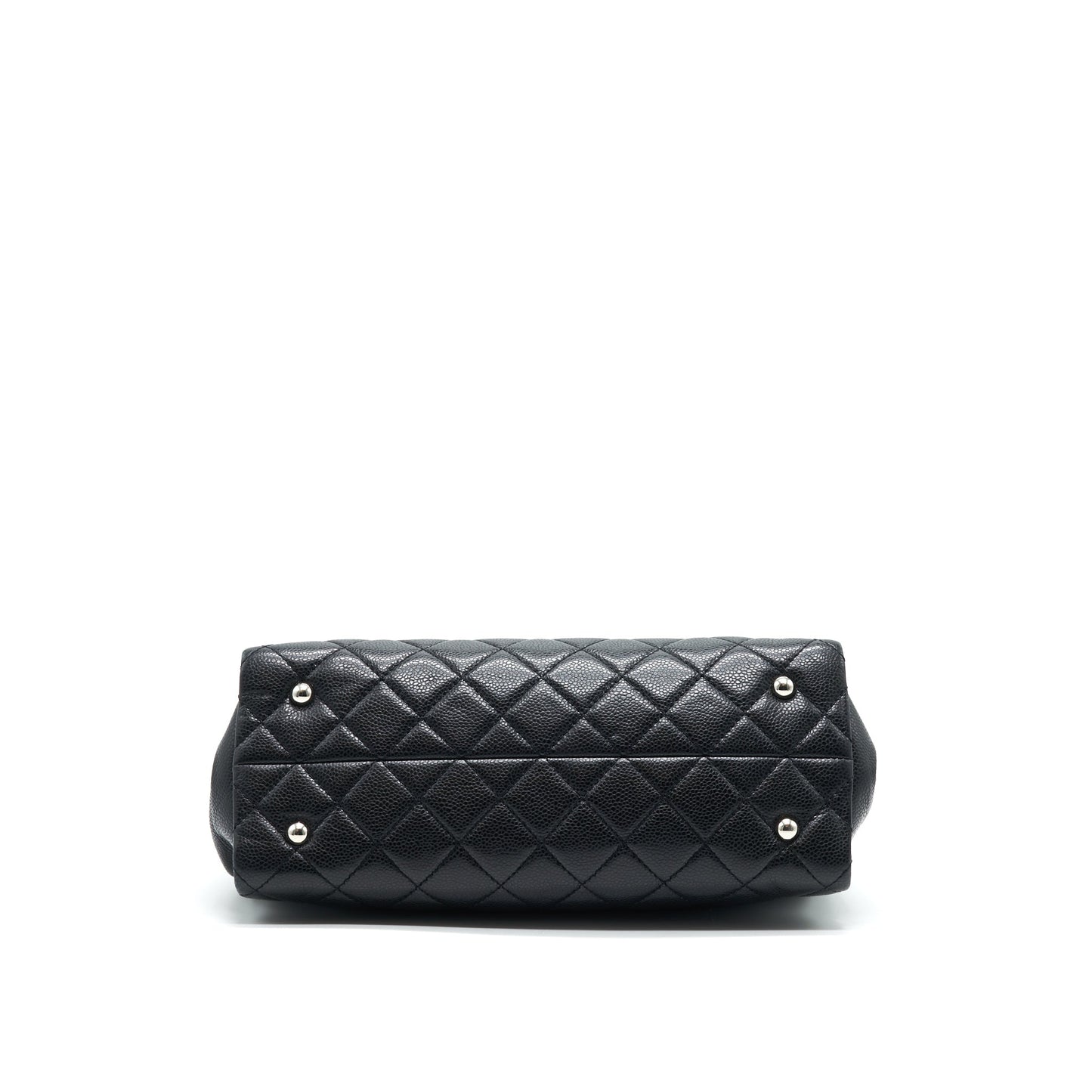 CHANEL QUILTED LEATHER TOTE BAG WITH CHAIN IN CARVIAR BLACK