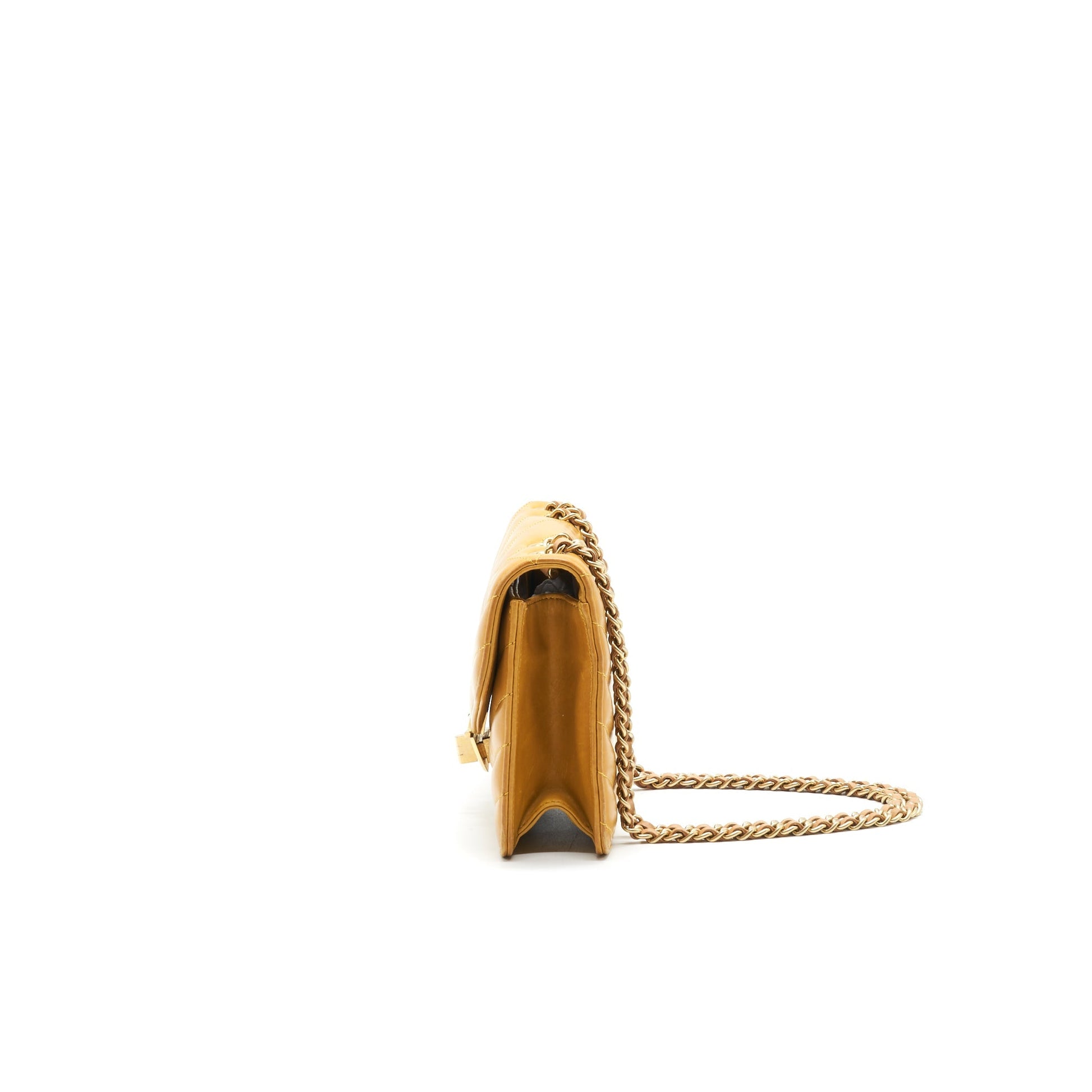 Chanel Chevron Envelope Flap Bag With Chain in Yellow