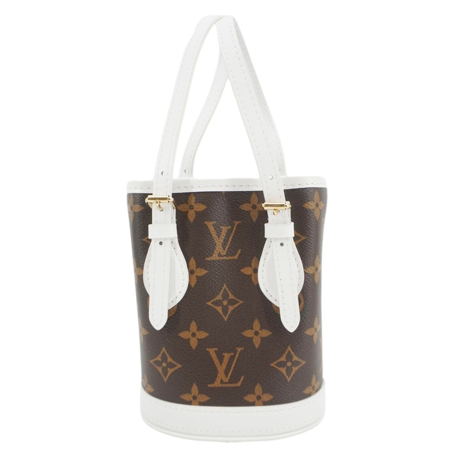 LOUIS VUITTON Nano Bucket Monogram Canvas Crossbody Bag White