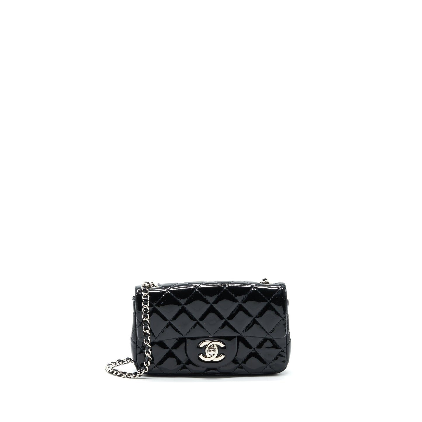 Chanel super mini Rectangular flap Bag Patent black