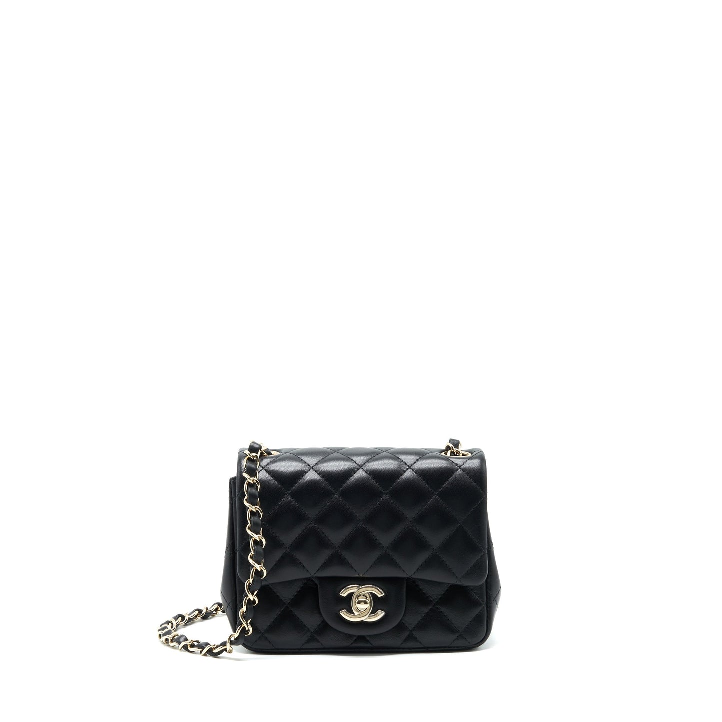 Chanel 22C Mini Square Flap Bag Lambskin Black L