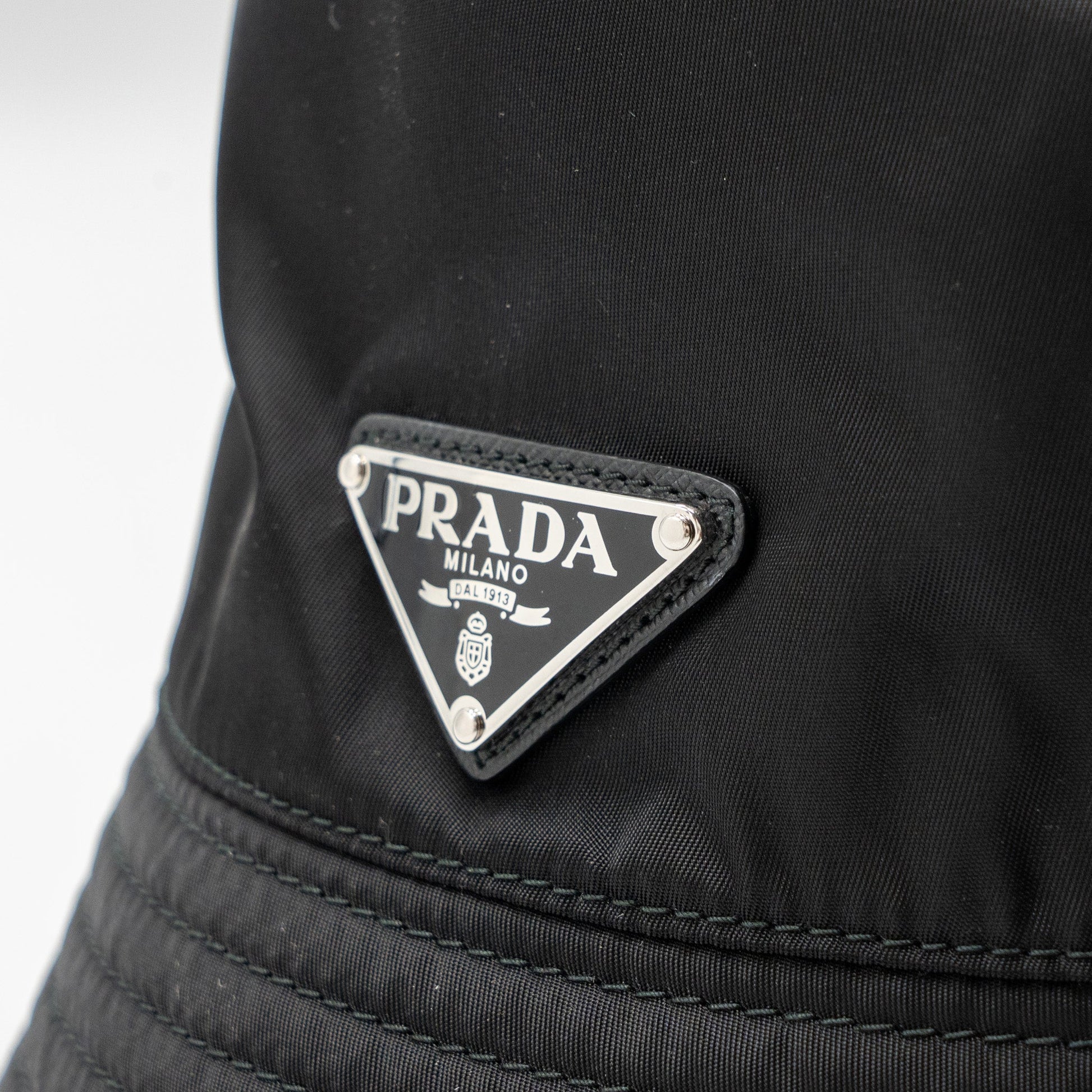 Prada size L re-nylon bucket hat black SHW